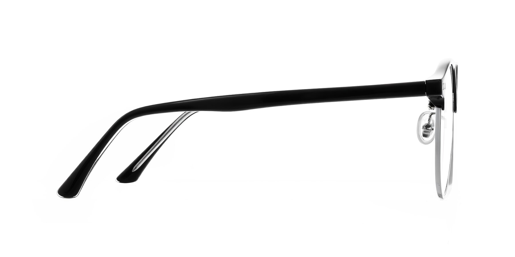 Side of Karnes in Black/Silver with Clear Eyeglass Lenses