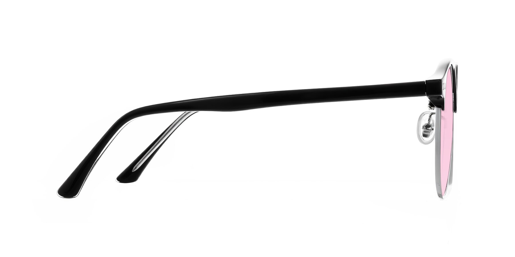 Side of Karnes in Black/Silver with Light Pink Tinted Lenses