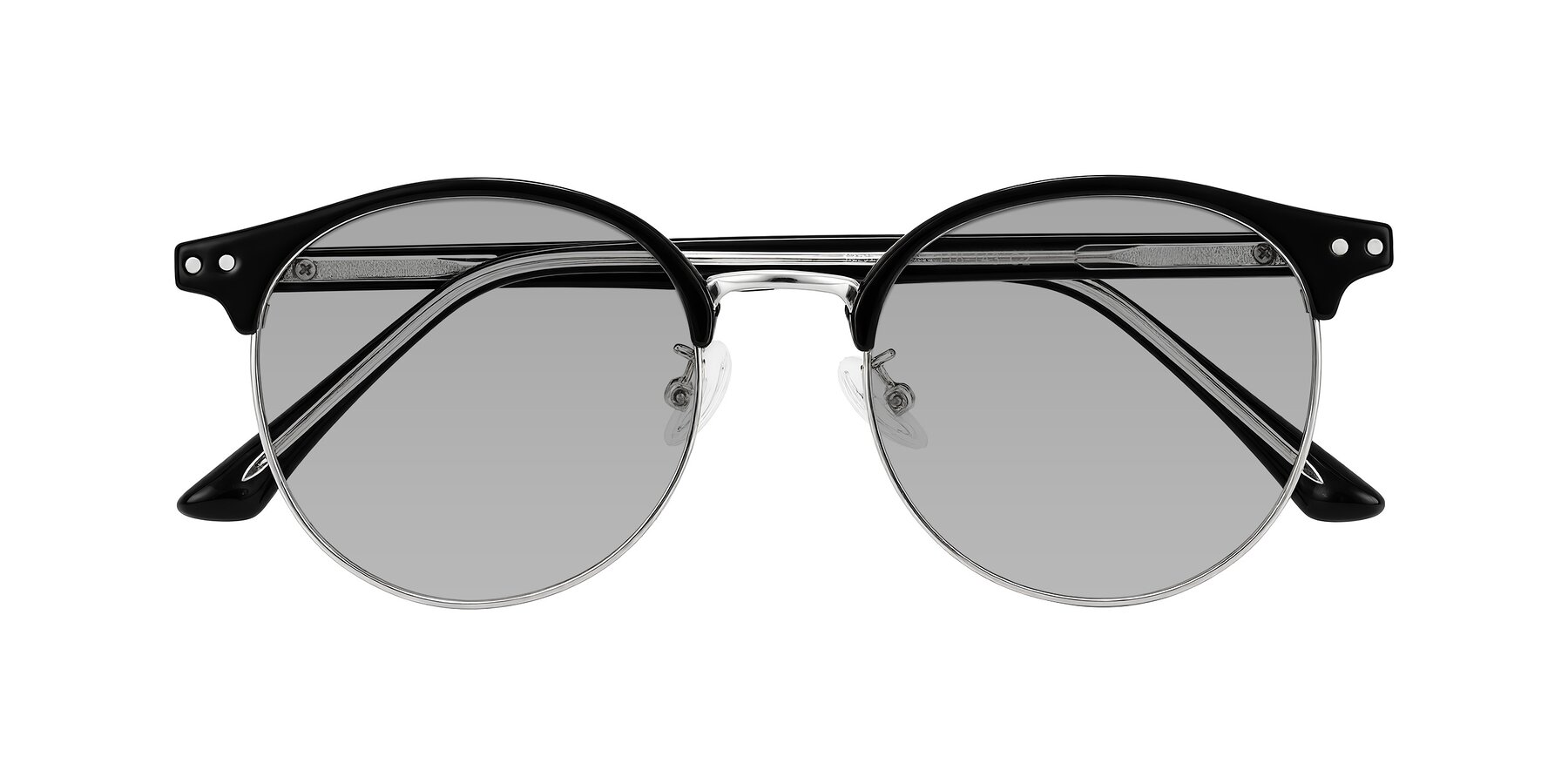 Folded Front of Karnes in Black/Silver with Light Gray Tinted Lenses