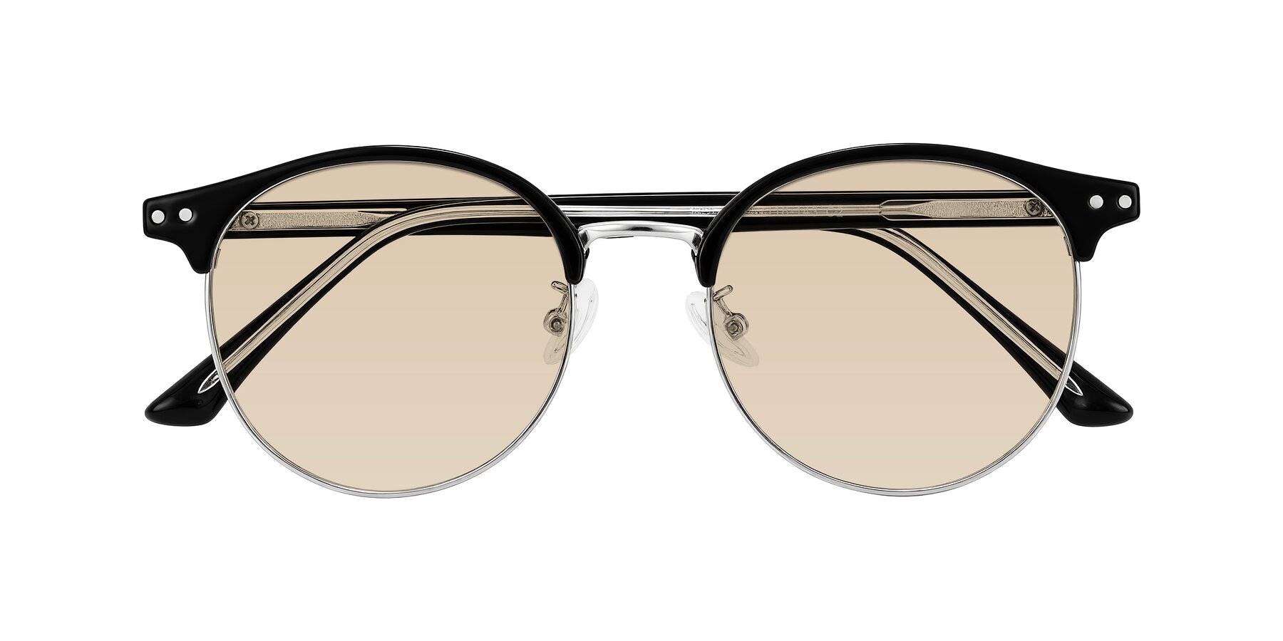 Folded Front of Karnes in Black/Silver with Light Brown Tinted Lenses