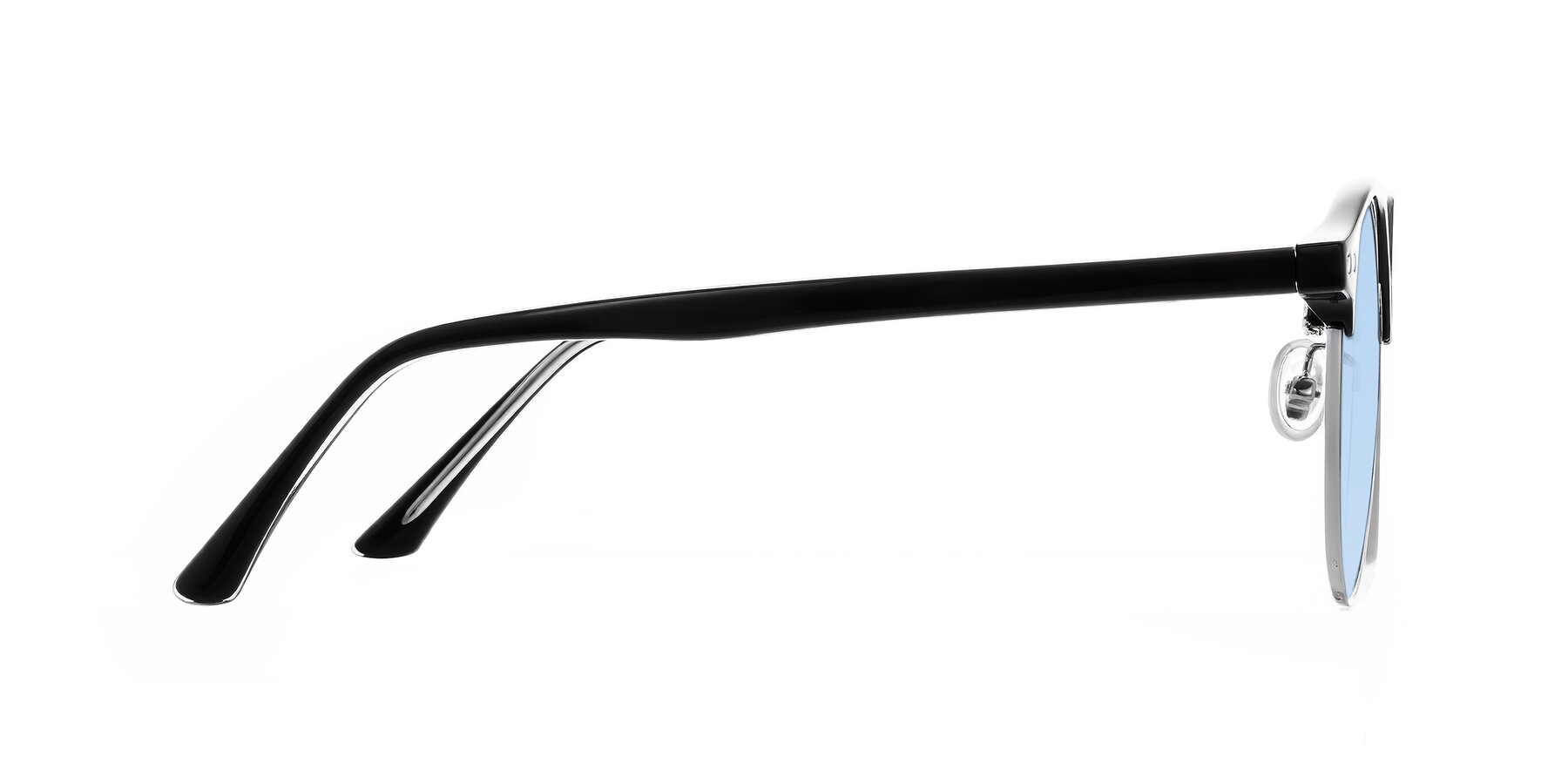 Side of Karnes in Black/Silver with Light Blue Tinted Lenses