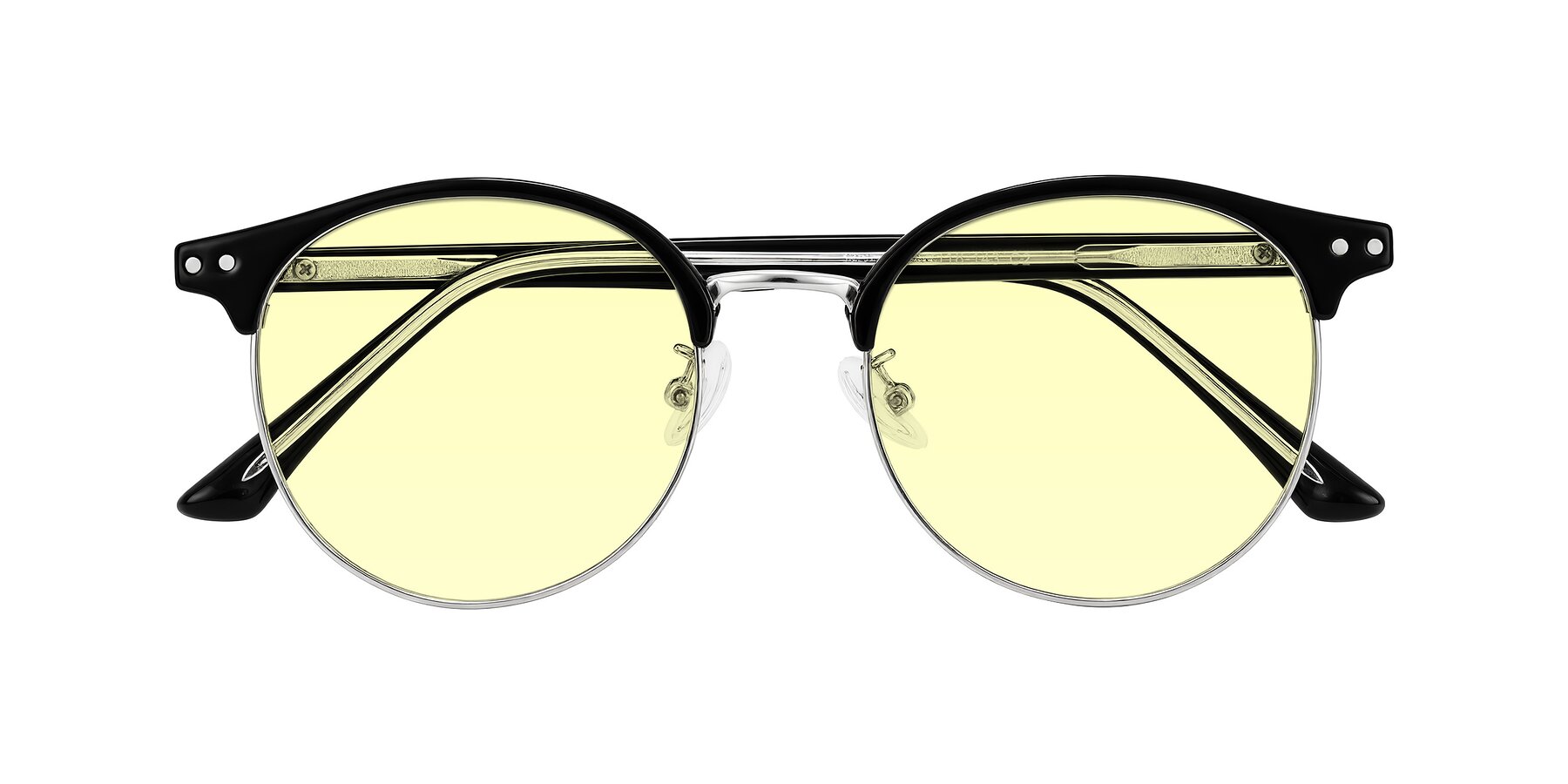 Folded Front of Karnes in Black/Silver with Light Yellow Tinted Lenses