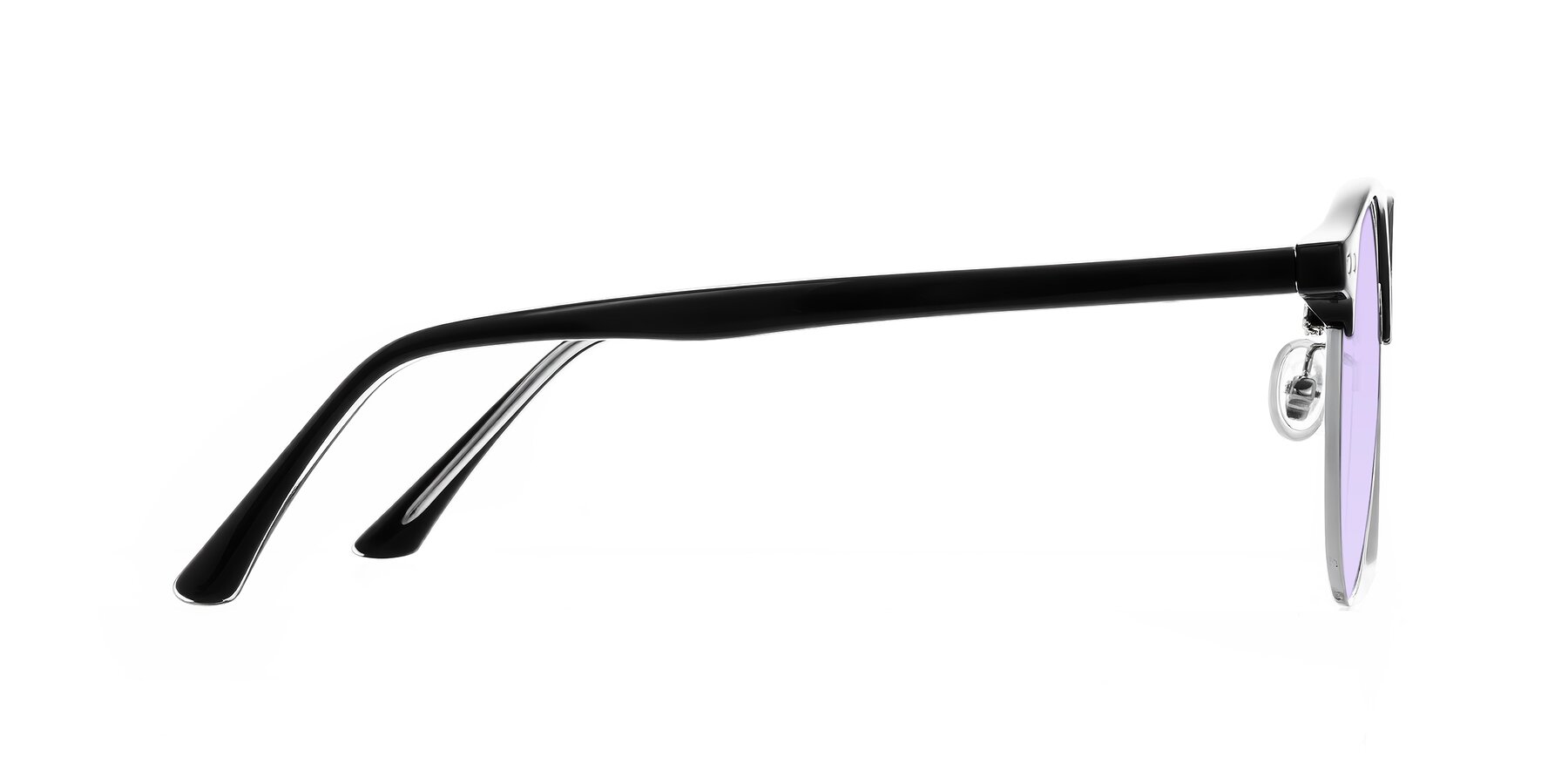 Side of Karnes in Black/Silver with Light Purple Tinted Lenses