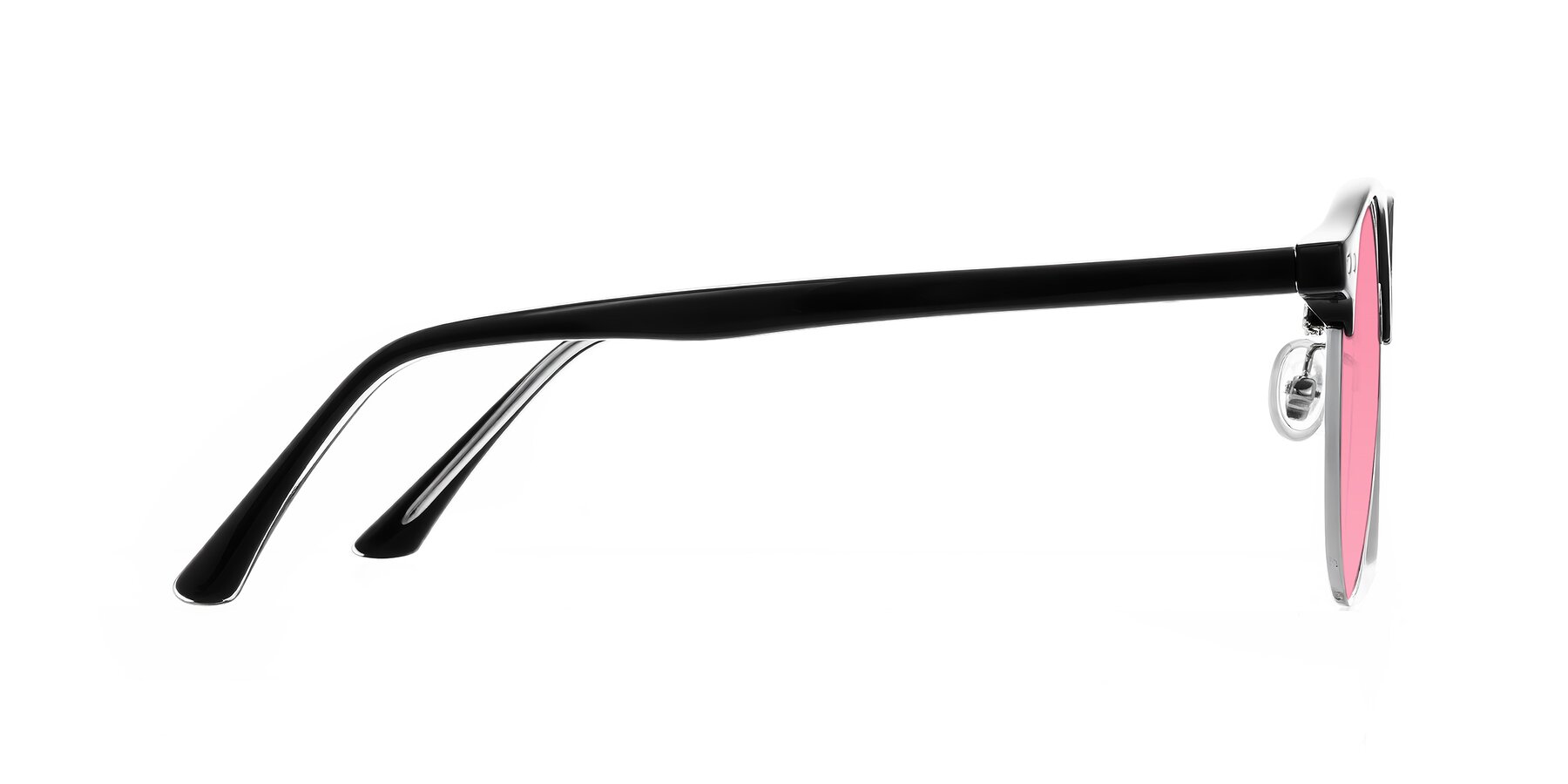 Side of Karnes in Black/Silver with Pink Tinted Lenses