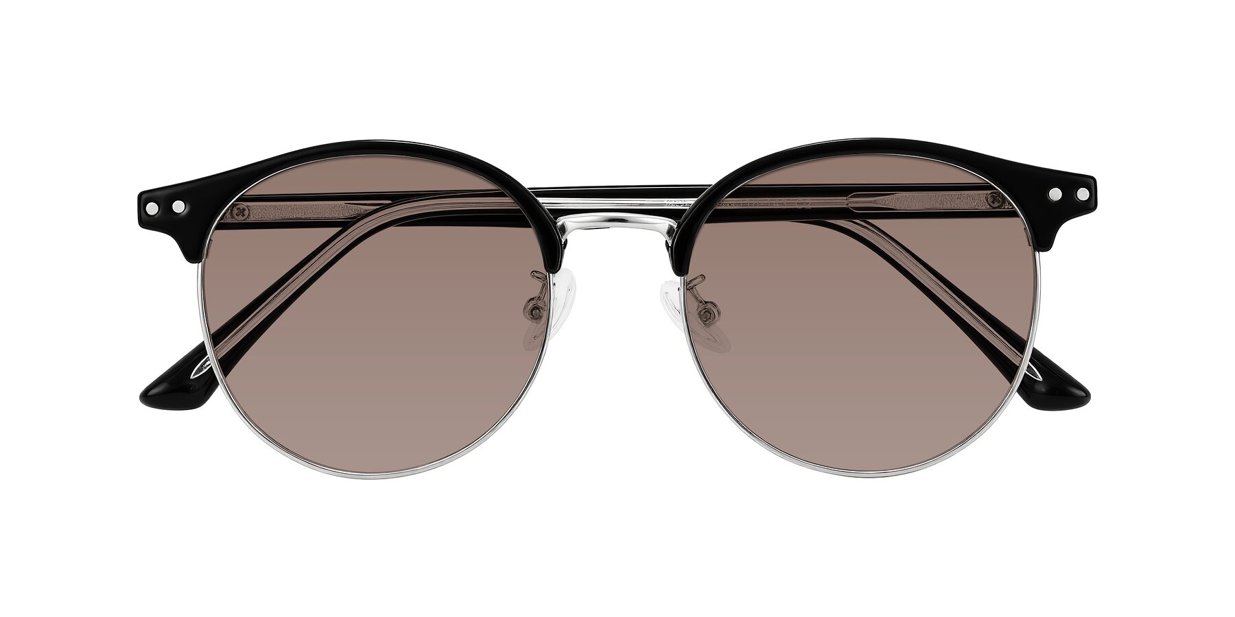 Folded Front of Karnes in Black/Silver with Medium Brown Tinted Lenses