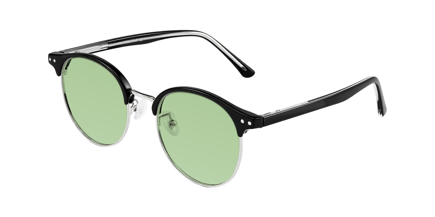 Angle of Karnes in Black/Silver with Medium Green Tinted Lenses