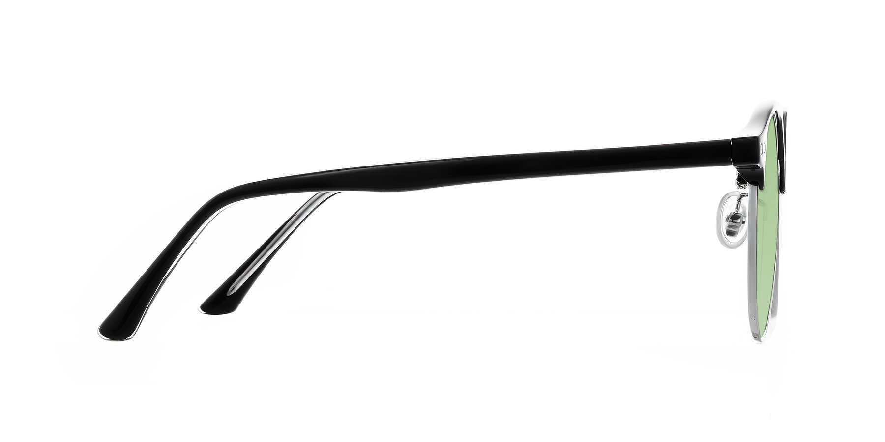 Side of Karnes in Black/Silver with Medium Green Tinted Lenses