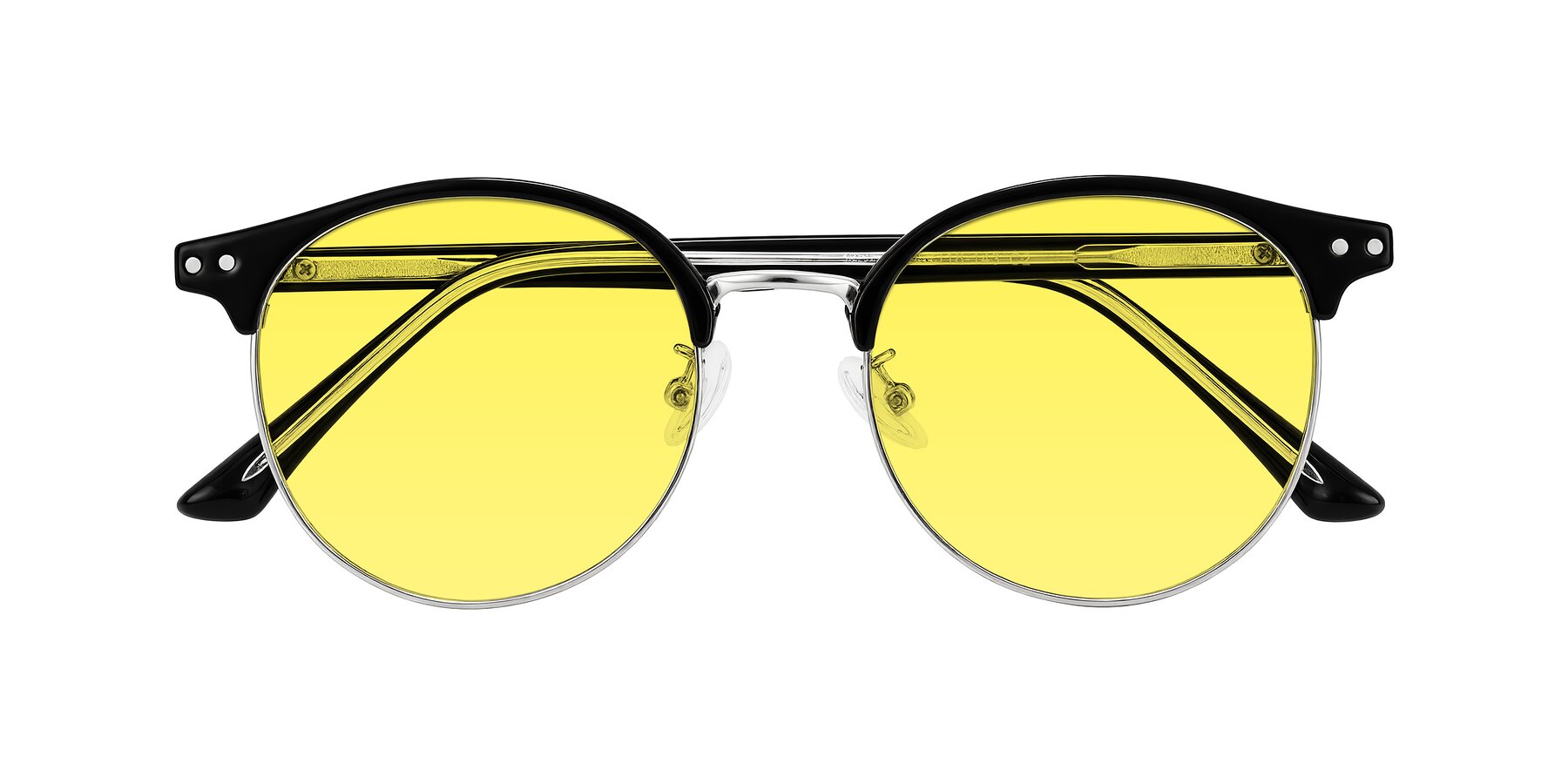 Folded Front of Karnes in Black/Silver with Medium Yellow Tinted Lenses