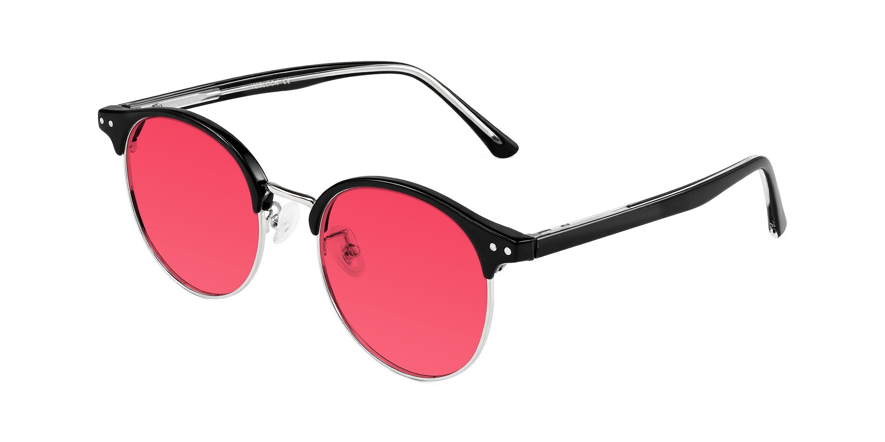 Angle of Karnes in Black/Silver with Red Tinted Lenses