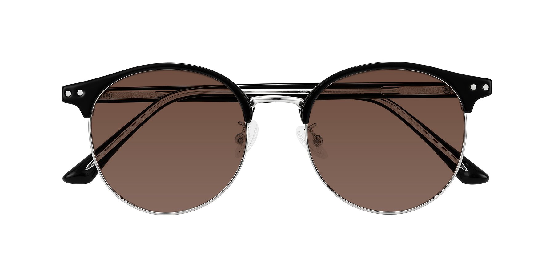 Folded Front of Karnes in Black/Silver with Brown Tinted Lenses