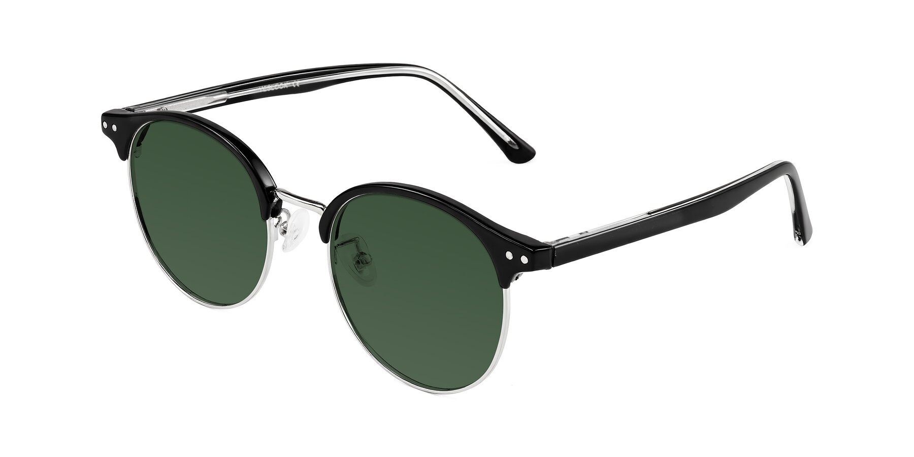 Angle of Karnes in Black/Silver with Green Tinted Lenses