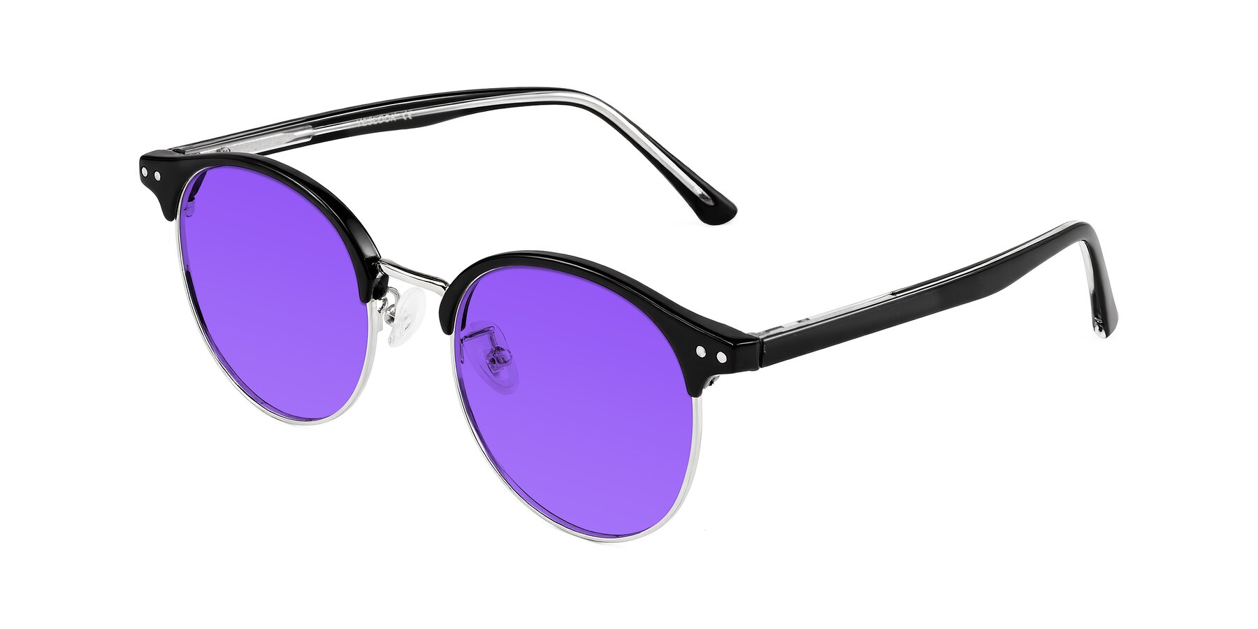 Angle of Karnes in Black/Silver with Purple Tinted Lenses