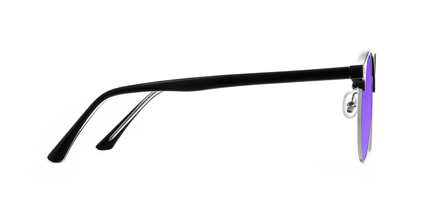 Side of Karnes in Black/Silver with Purple Tinted Lenses