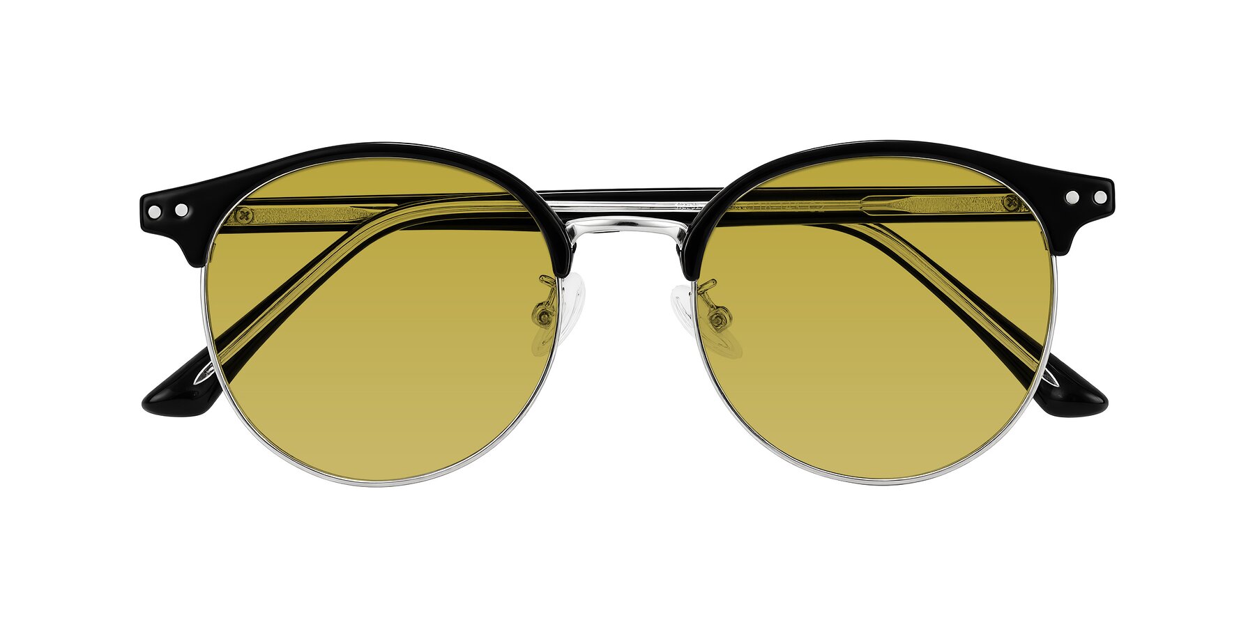 Folded Front of Karnes in Black/Silver with Champagne Tinted Lenses
