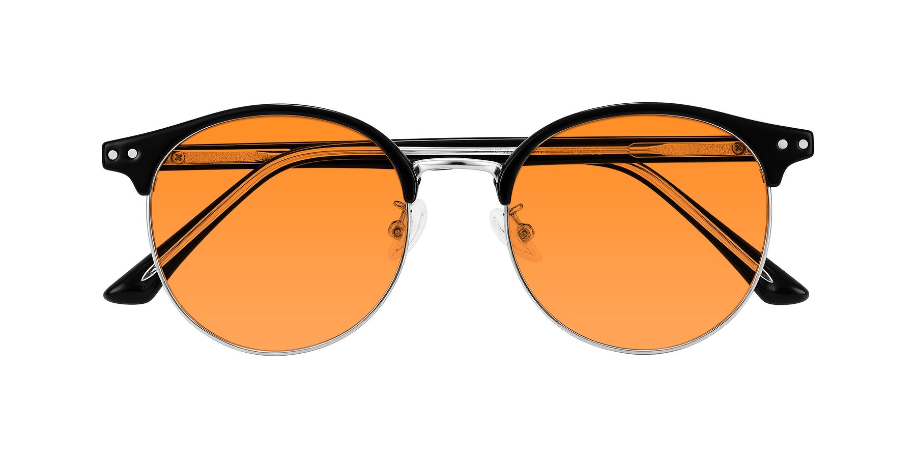 Folded Front of Karnes in Black/Silver with Orange Tinted Lenses