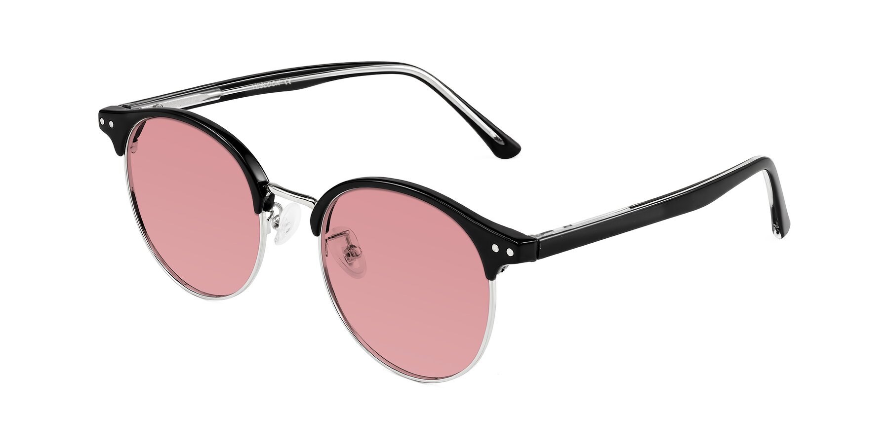 Angle of Karnes in Black/Silver with Medium Garnet Tinted Lenses