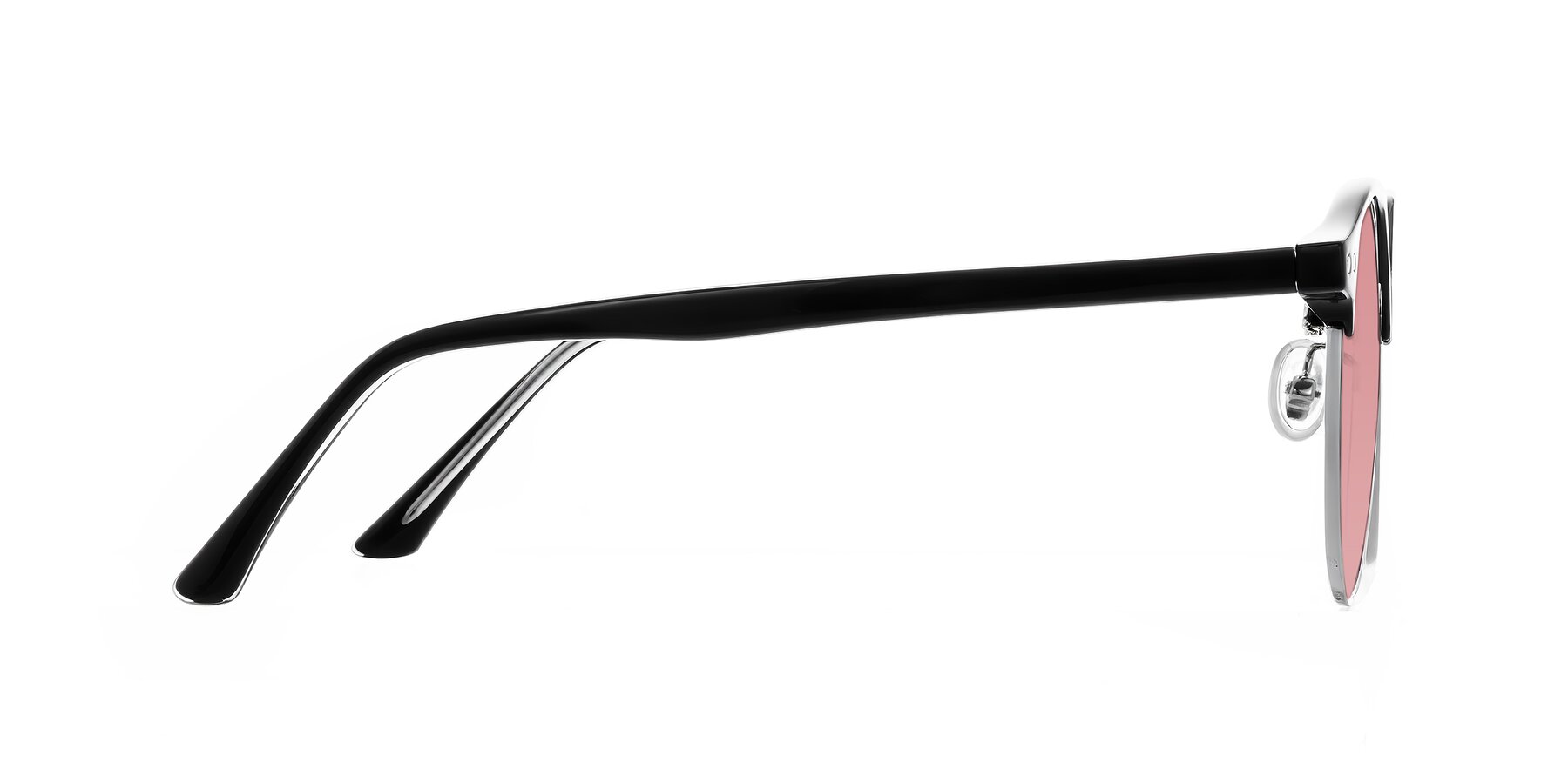 Side of Karnes in Black/Silver with Medium Garnet Tinted Lenses