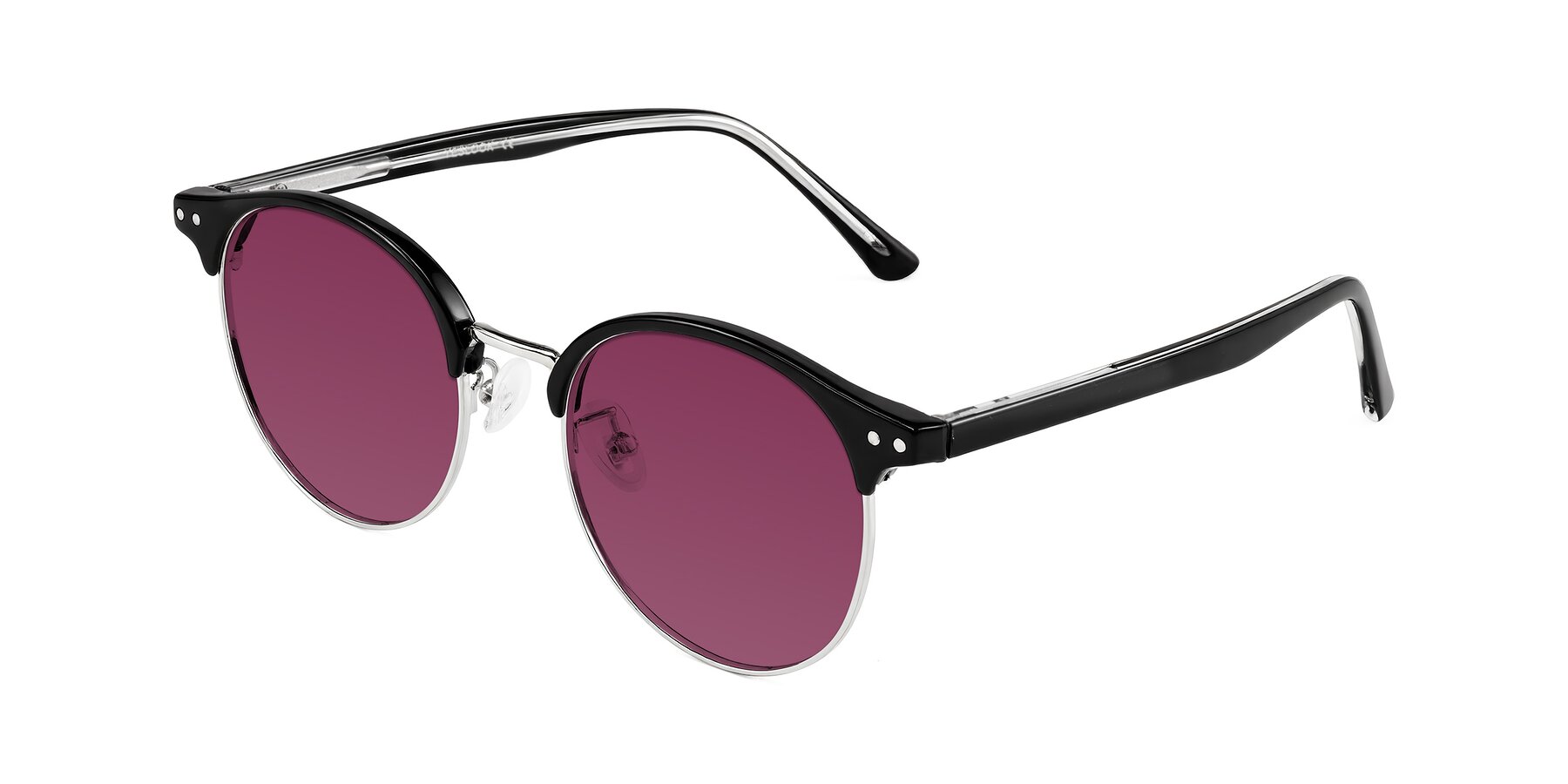 Angle of Karnes in Black/Silver with Wine Tinted Lenses