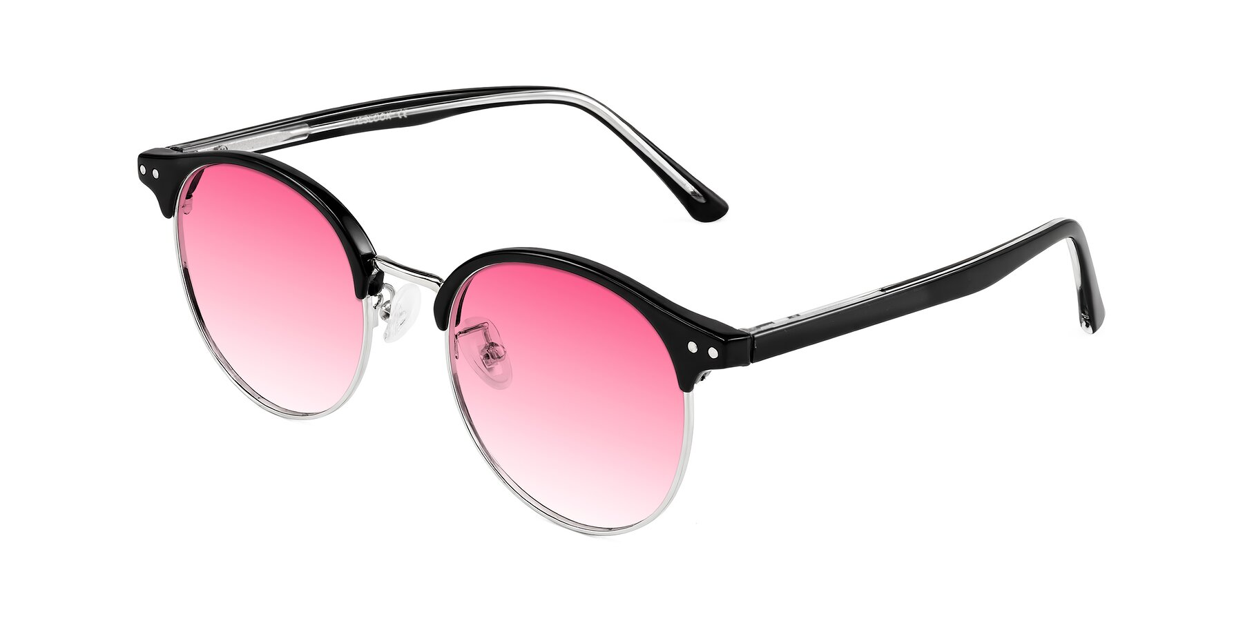 Angle of Karnes in Black/Silver with Pink Gradient Lenses