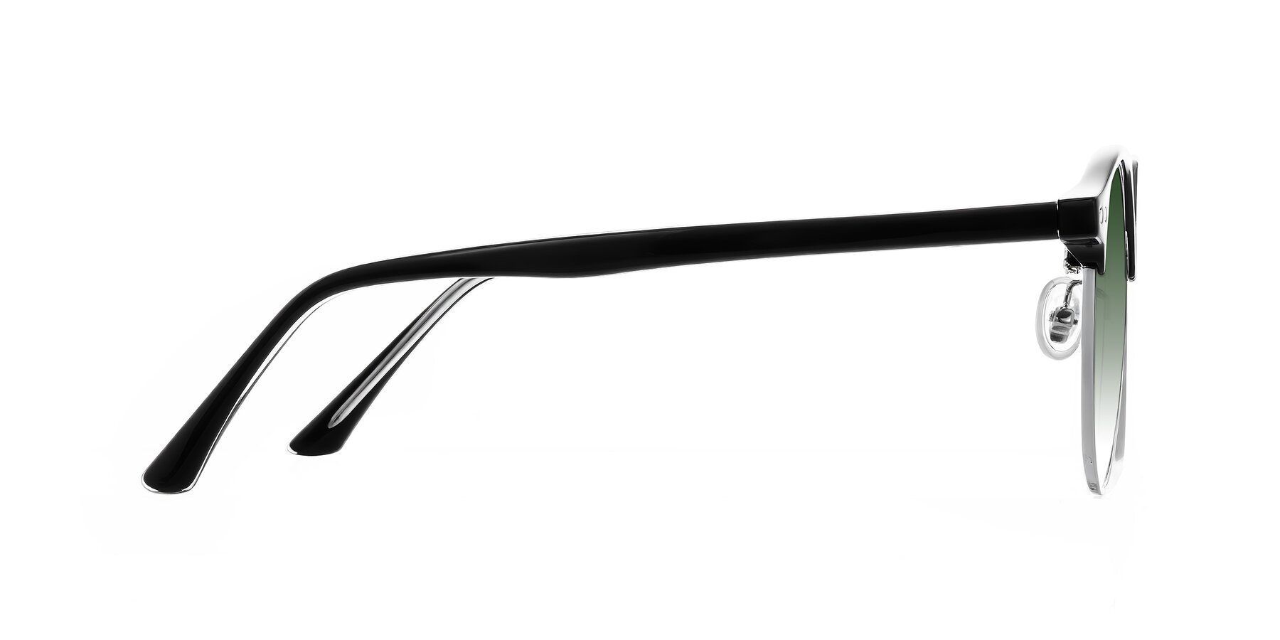 Side of Karnes in Black/Silver with Green Gradient Lenses