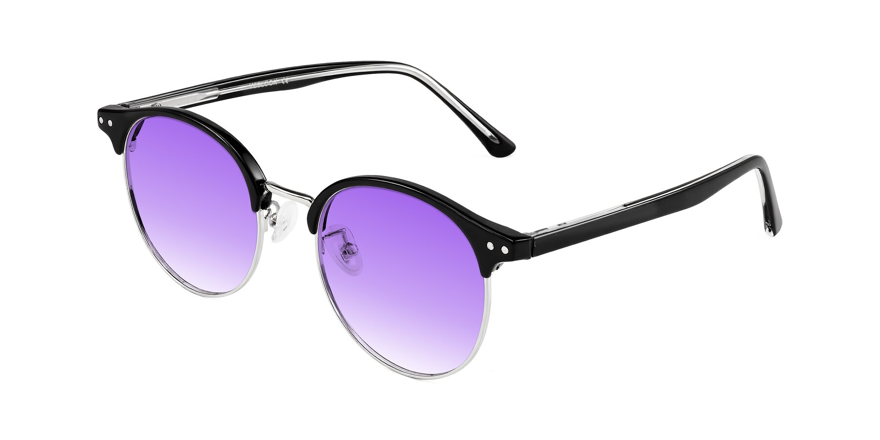 Angle of Karnes in Black/Silver with Purple Gradient Lenses