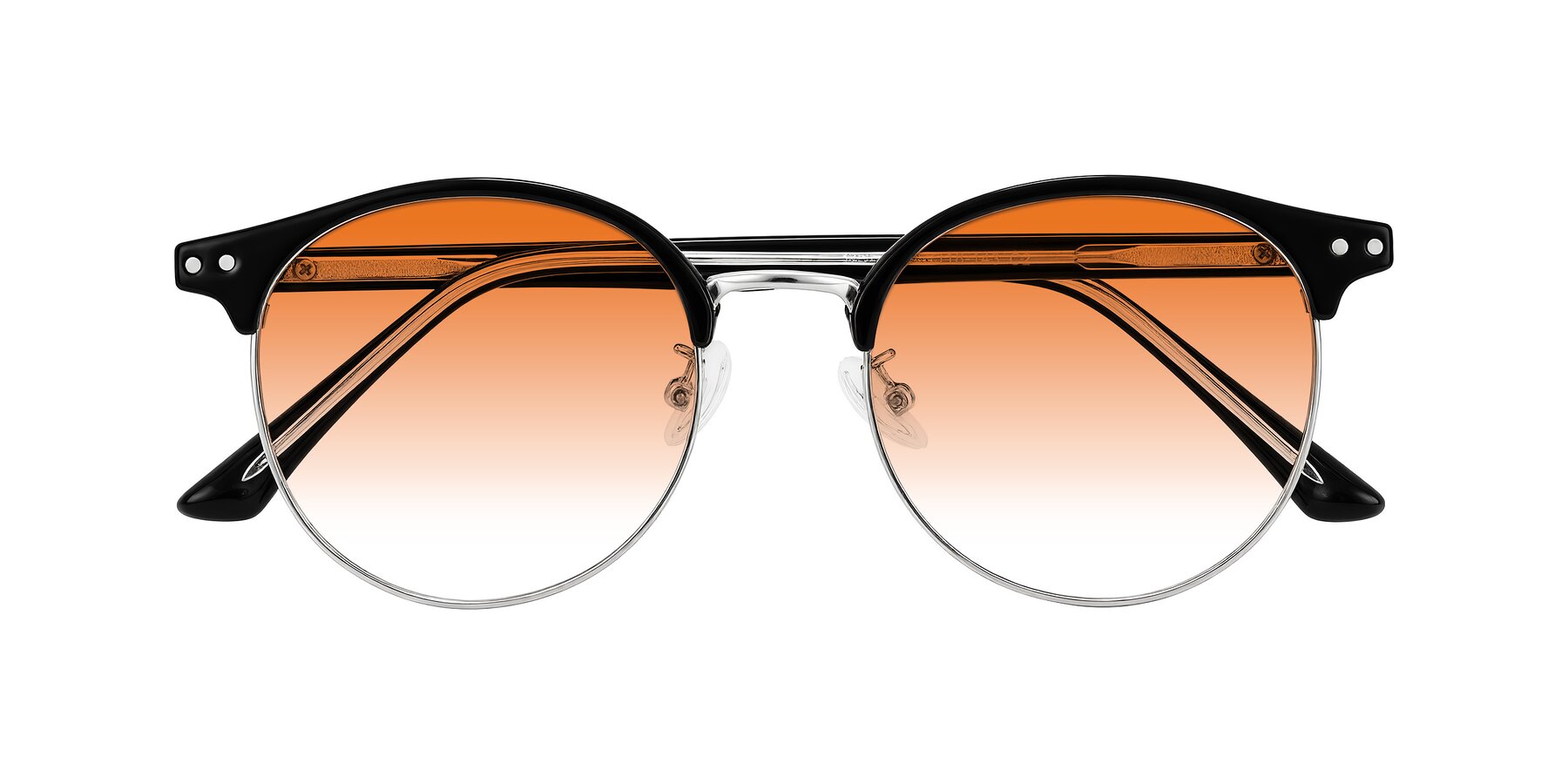 Folded Front of Karnes in Black/Silver with Orange Gradient Lenses