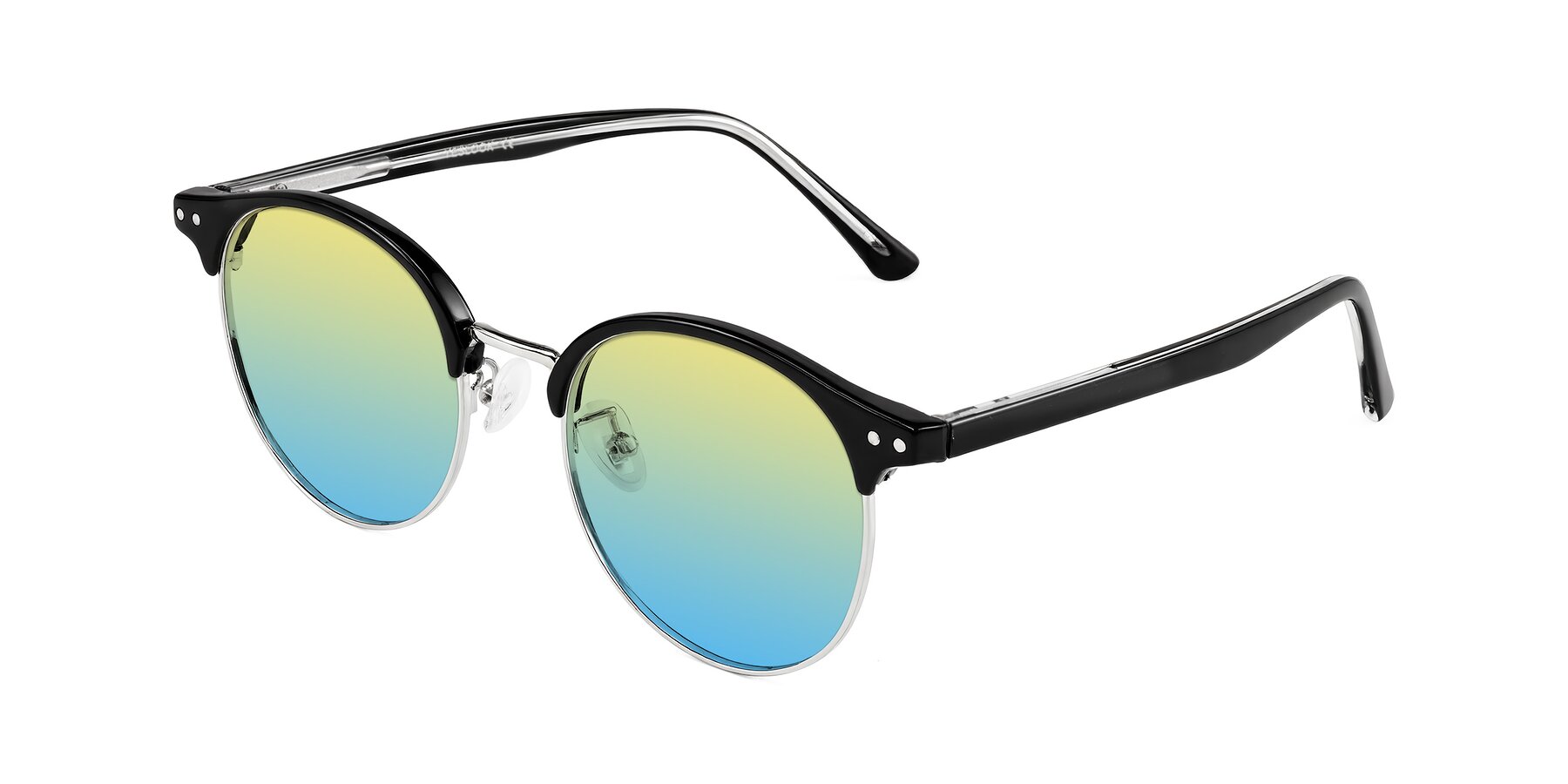 Angle of Karnes in Black/Silver with Yellow / Blue Gradient Lenses