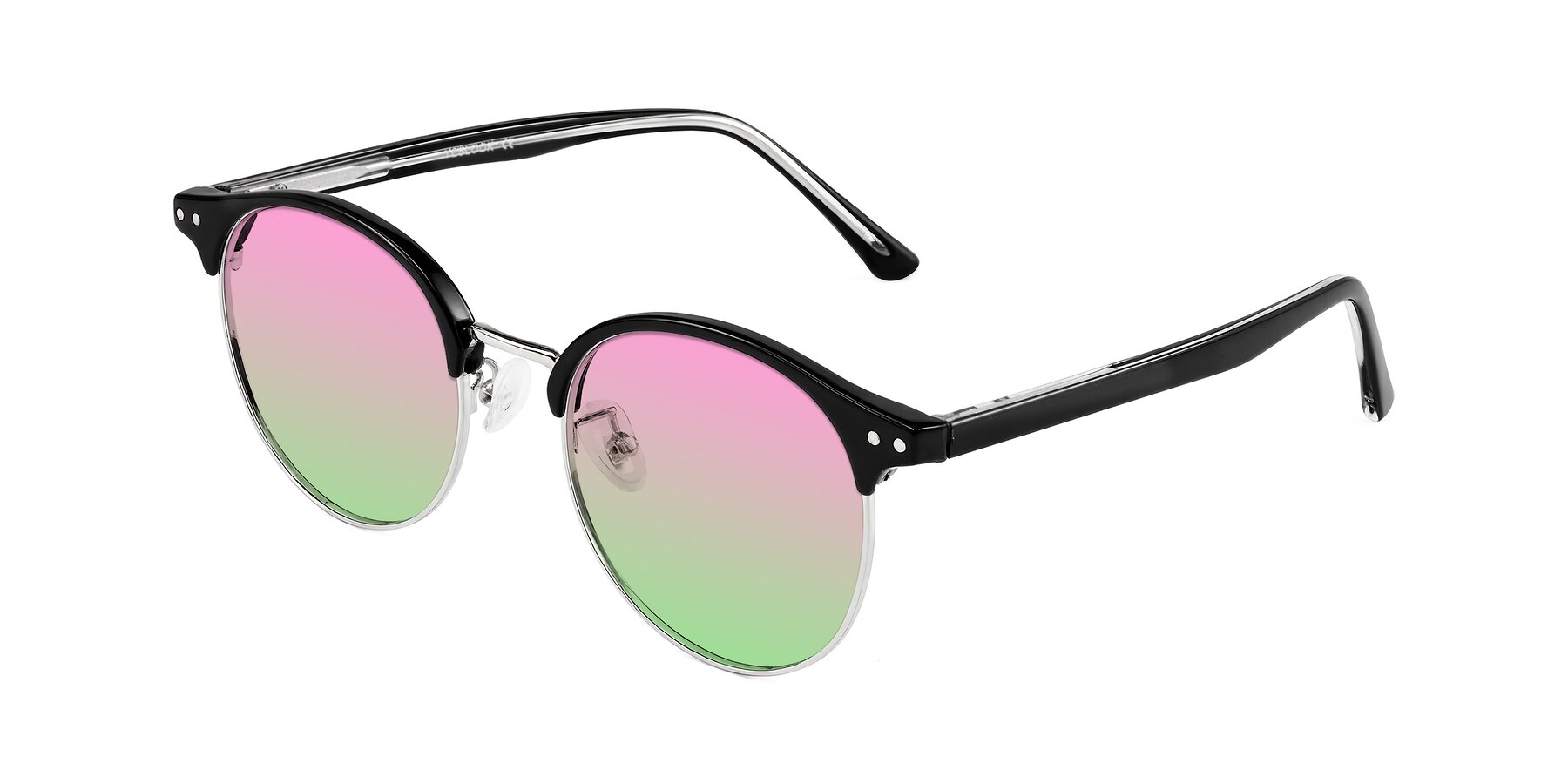 Angle of Karnes in Black/Silver with Pink / Green Gradient Lenses
