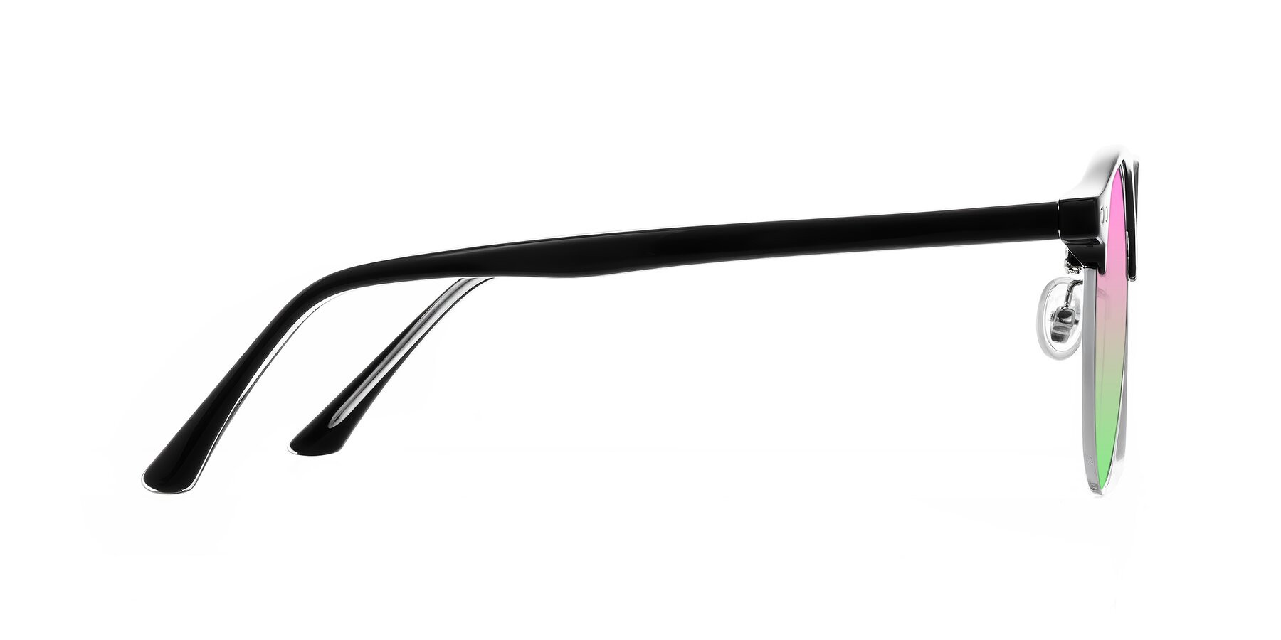 Side of Karnes in Black/Silver with Pink / Green Gradient Lenses