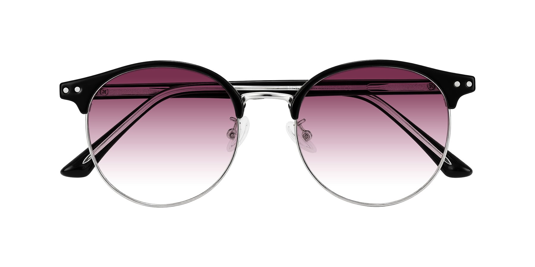 Folded Front of Karnes in Black/Silver with Wine Gradient Lenses