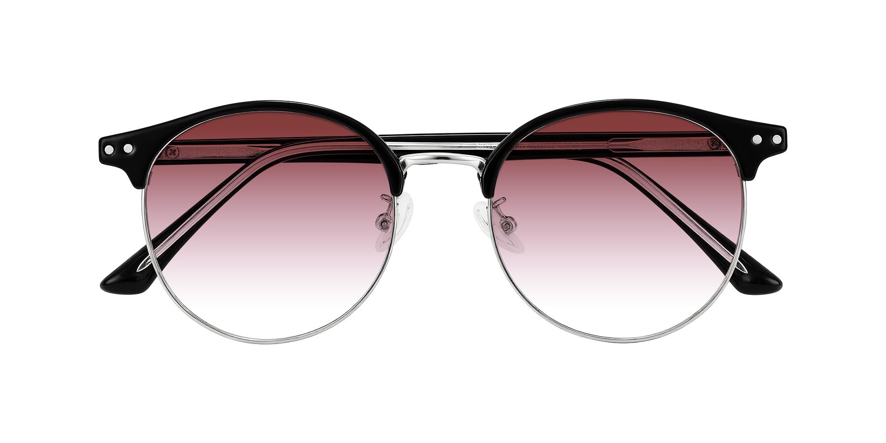 Folded Front of Karnes in Black/Silver with Garnet Gradient Lenses