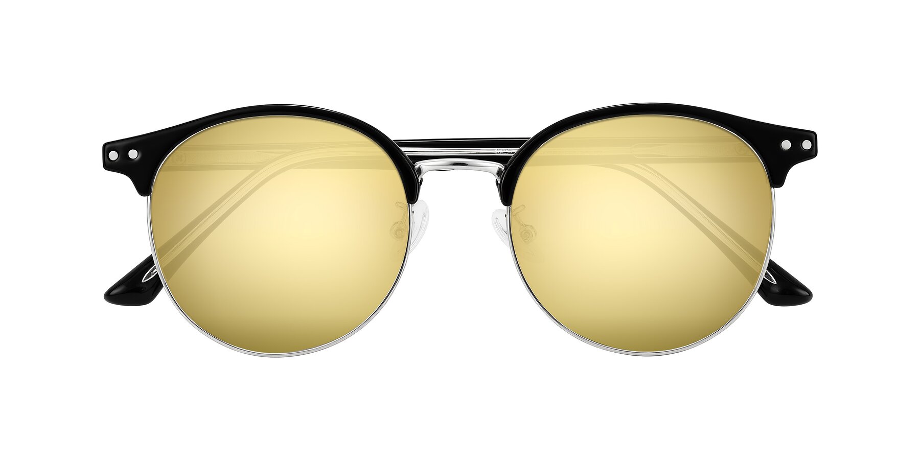 Folded Front of Karnes in Black/Silver with Gold Mirrored Lenses