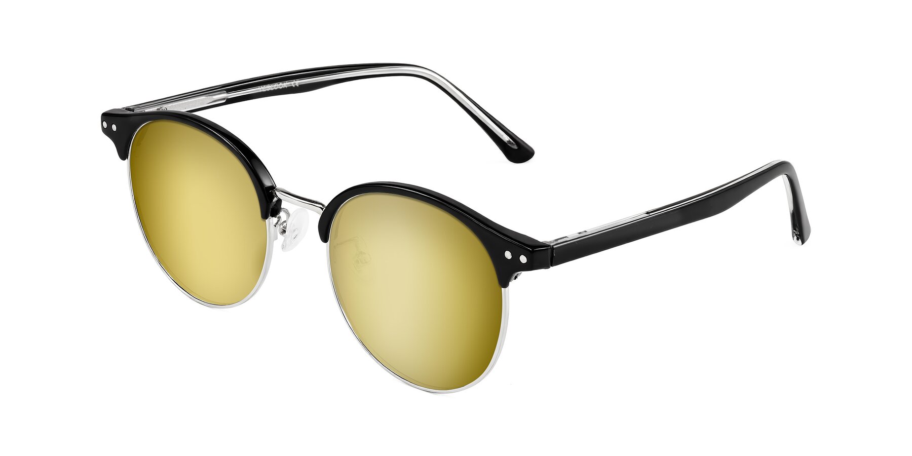 Angle of Karnes in Black/Silver with Gold Mirrored Lenses
