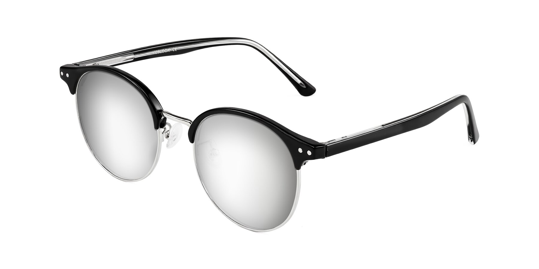 Angle of Karnes in Black/Silver with Silver Mirrored Lenses