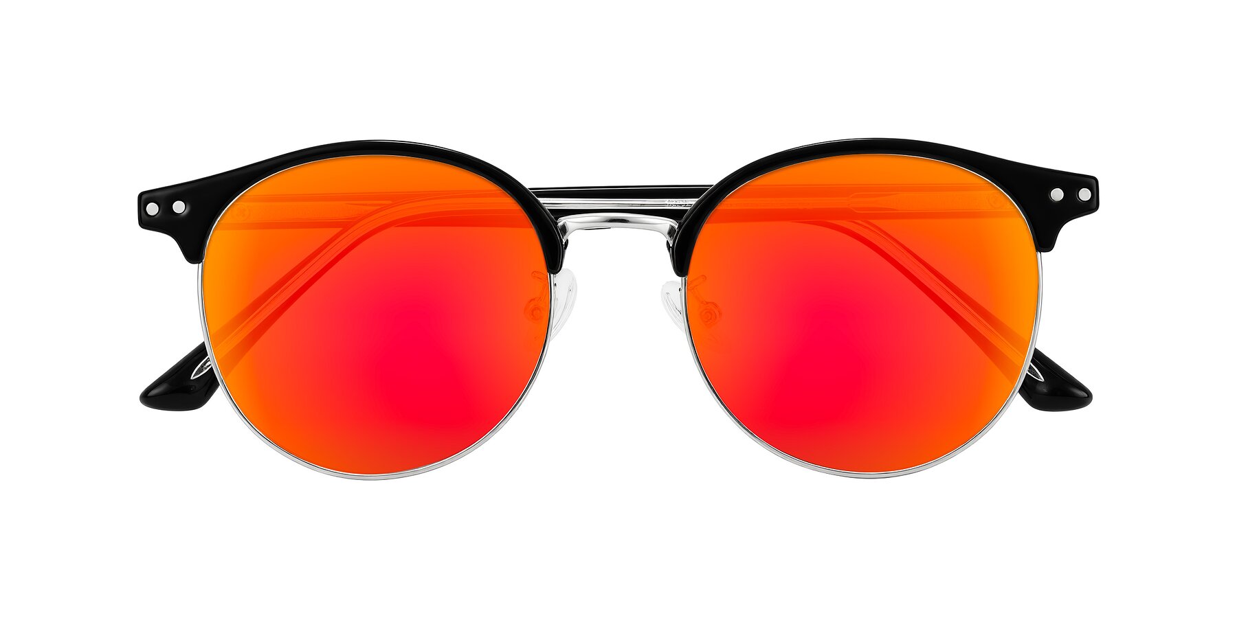 Folded Front of Karnes in Black/Silver with Red Gold Mirrored Lenses