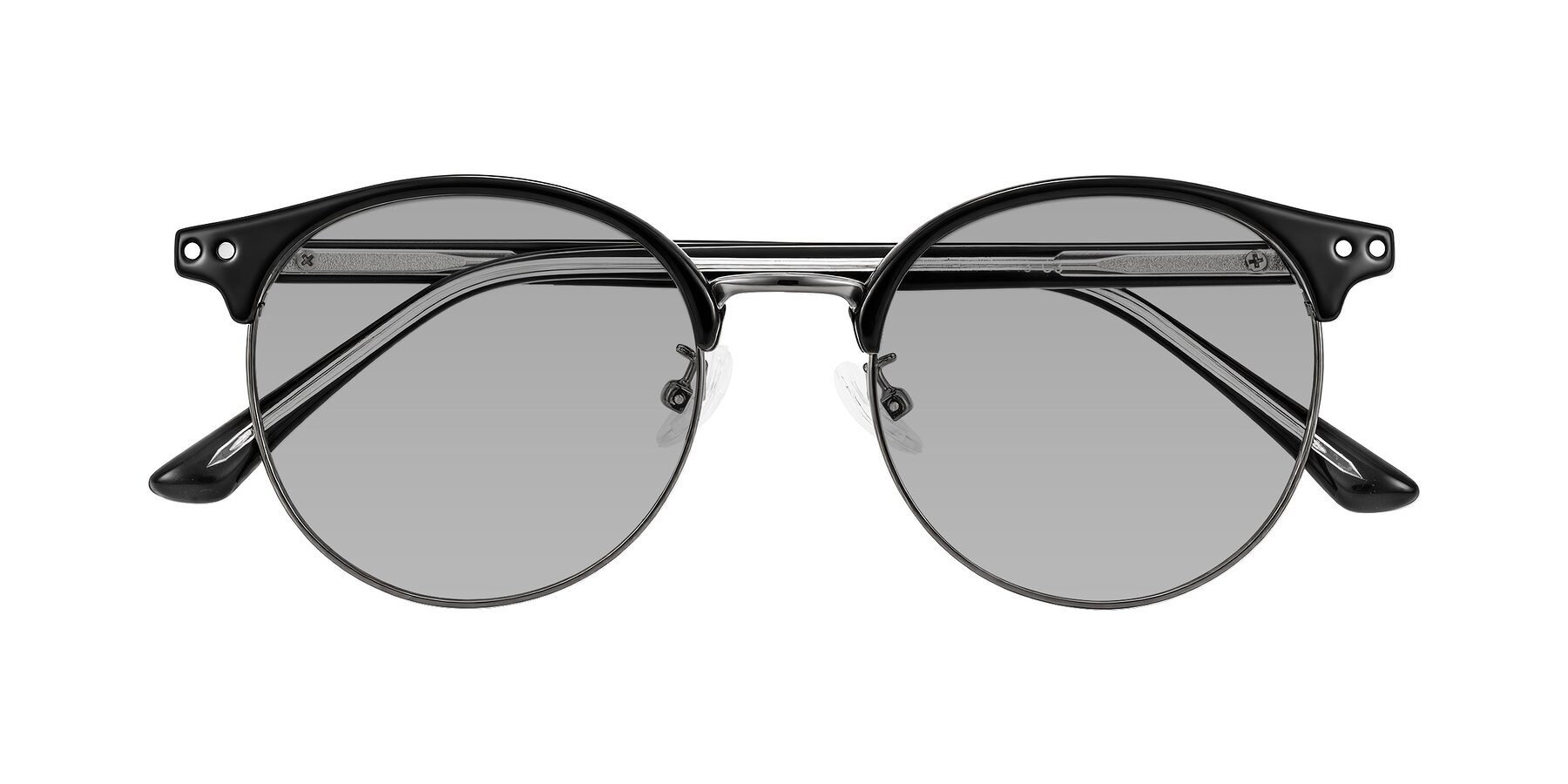 Folded Front of Karnes in Black/Gunmetal with Light Gray Tinted Lenses