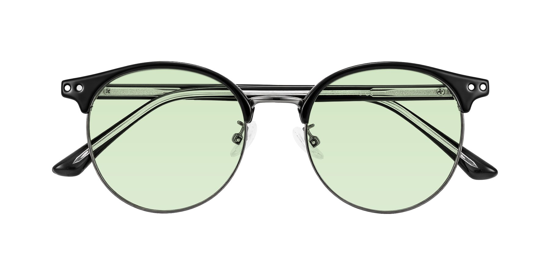 Folded Front of Karnes in Black/Gunmetal with Light Green Tinted Lenses