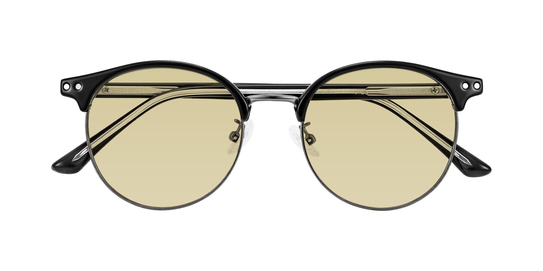Folded Front of Karnes in Black/Gunmetal with Light Champagne Tinted Lenses