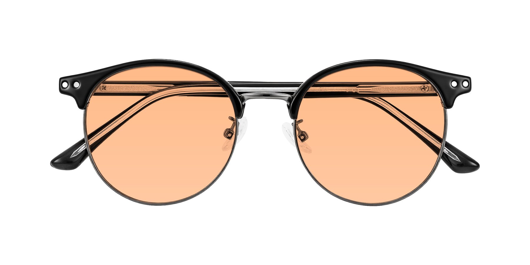 Folded Front of Karnes in Black/Gunmetal with Light Orange Tinted Lenses