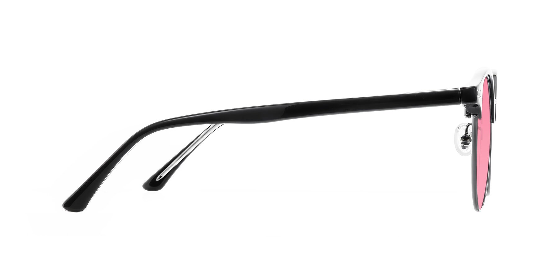 Side of Karnes in Black/Gunmetal with Pink Tinted Lenses