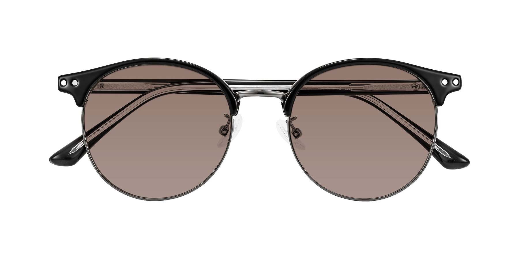 Folded Front of Karnes in Black/Gunmetal with Medium Brown Tinted Lenses