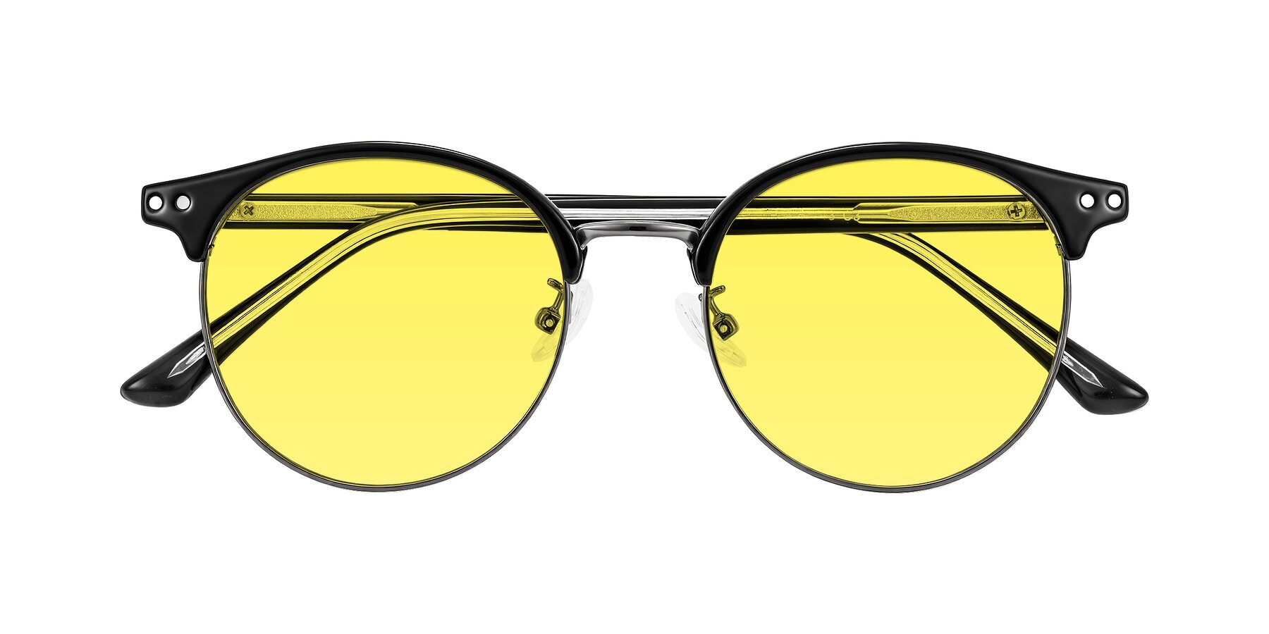 Folded Front of Karnes in Black/Gunmetal with Medium Yellow Tinted Lenses