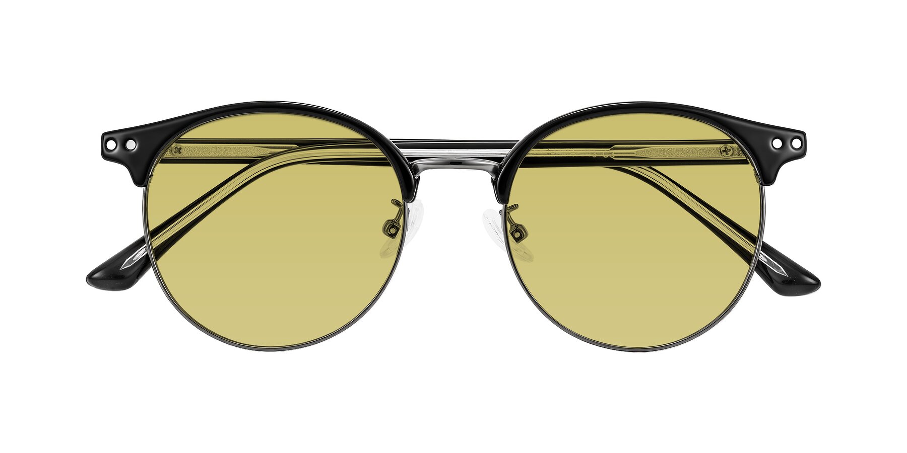 Folded Front of Karnes in Black/Gunmetal with Medium Champagne Tinted Lenses