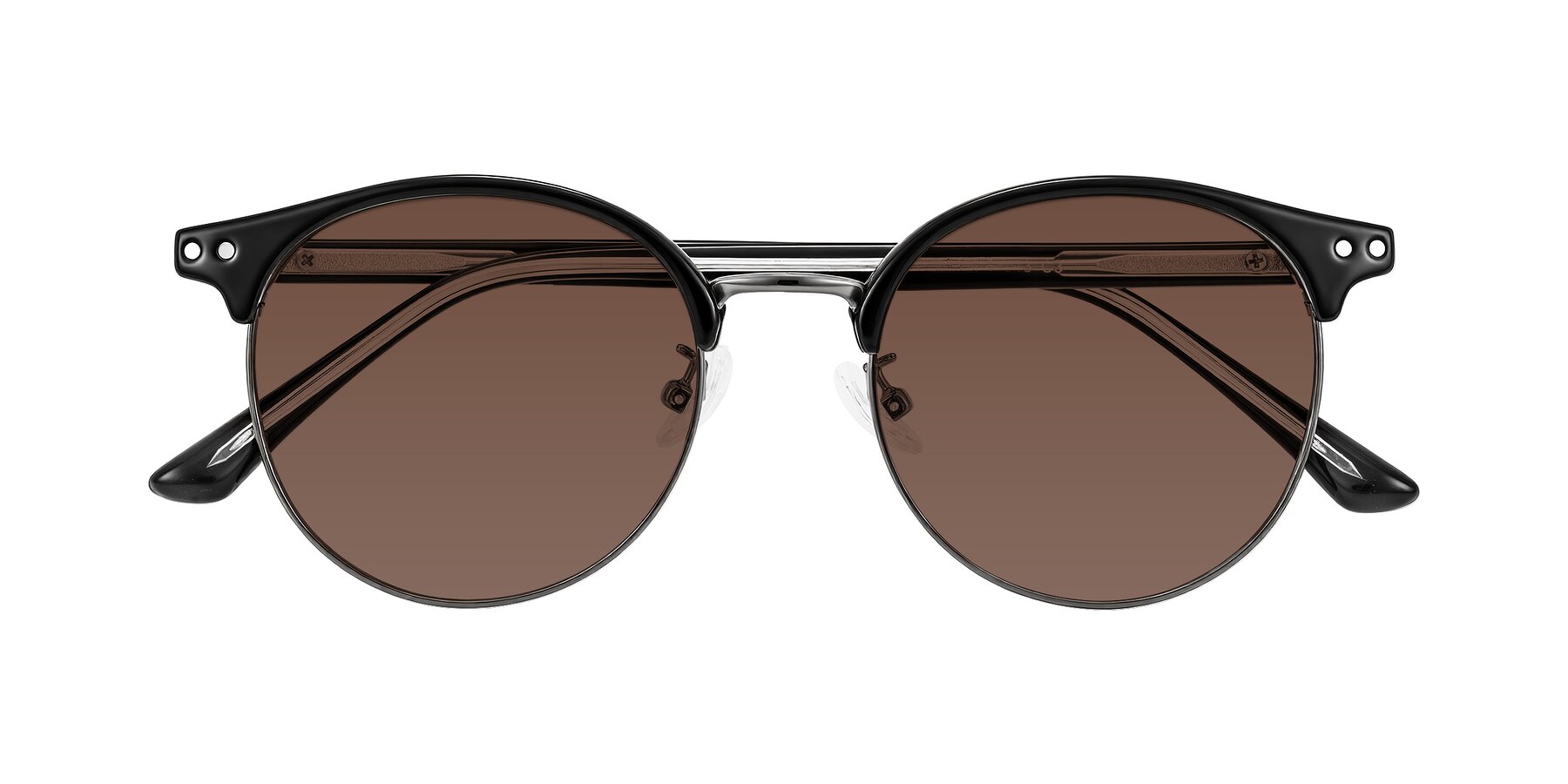 Folded Front of Karnes in Black/Gunmetal with Brown Tinted Lenses