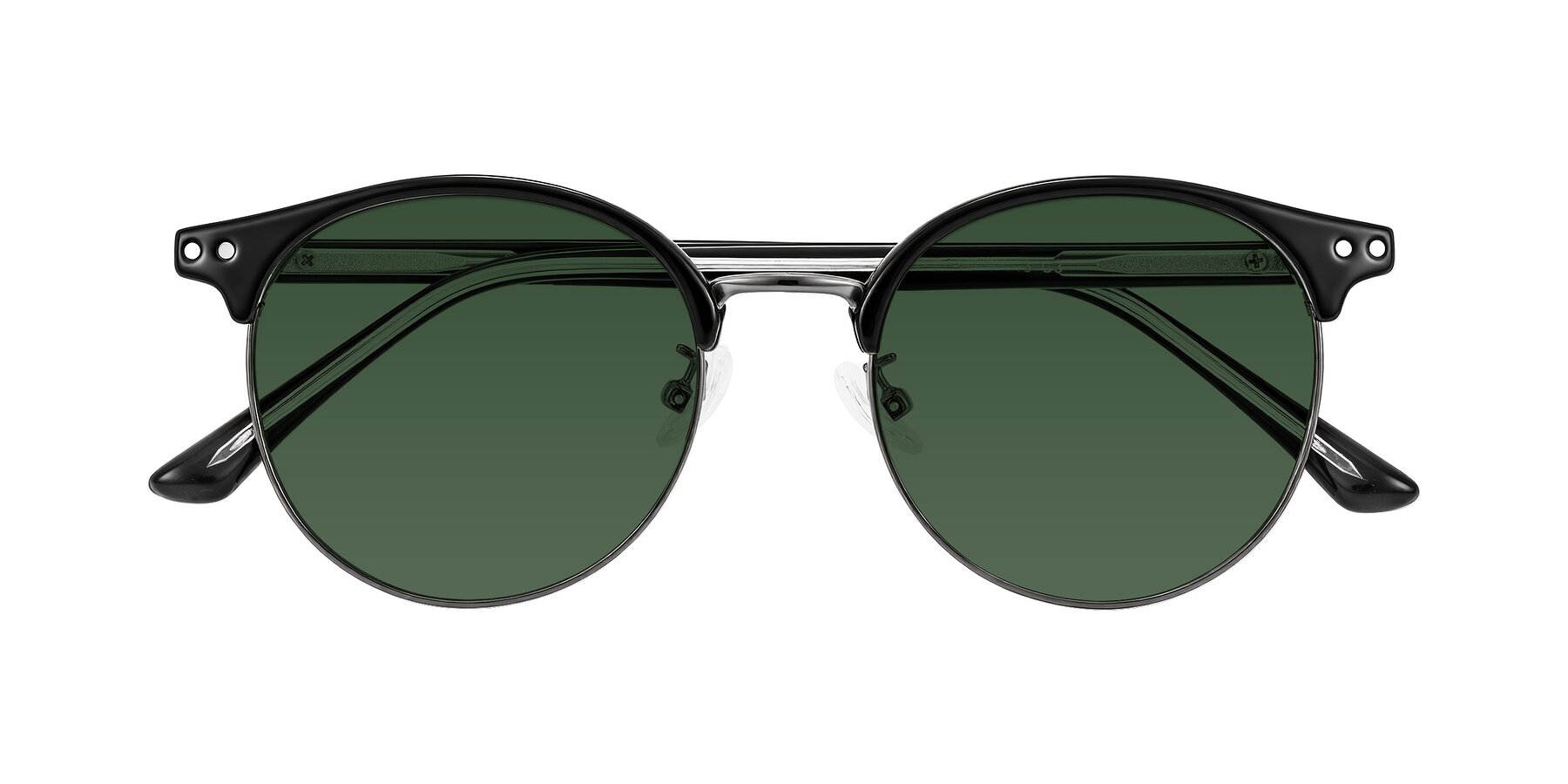 Folded Front of Karnes in Black/Gunmetal with Green Tinted Lenses