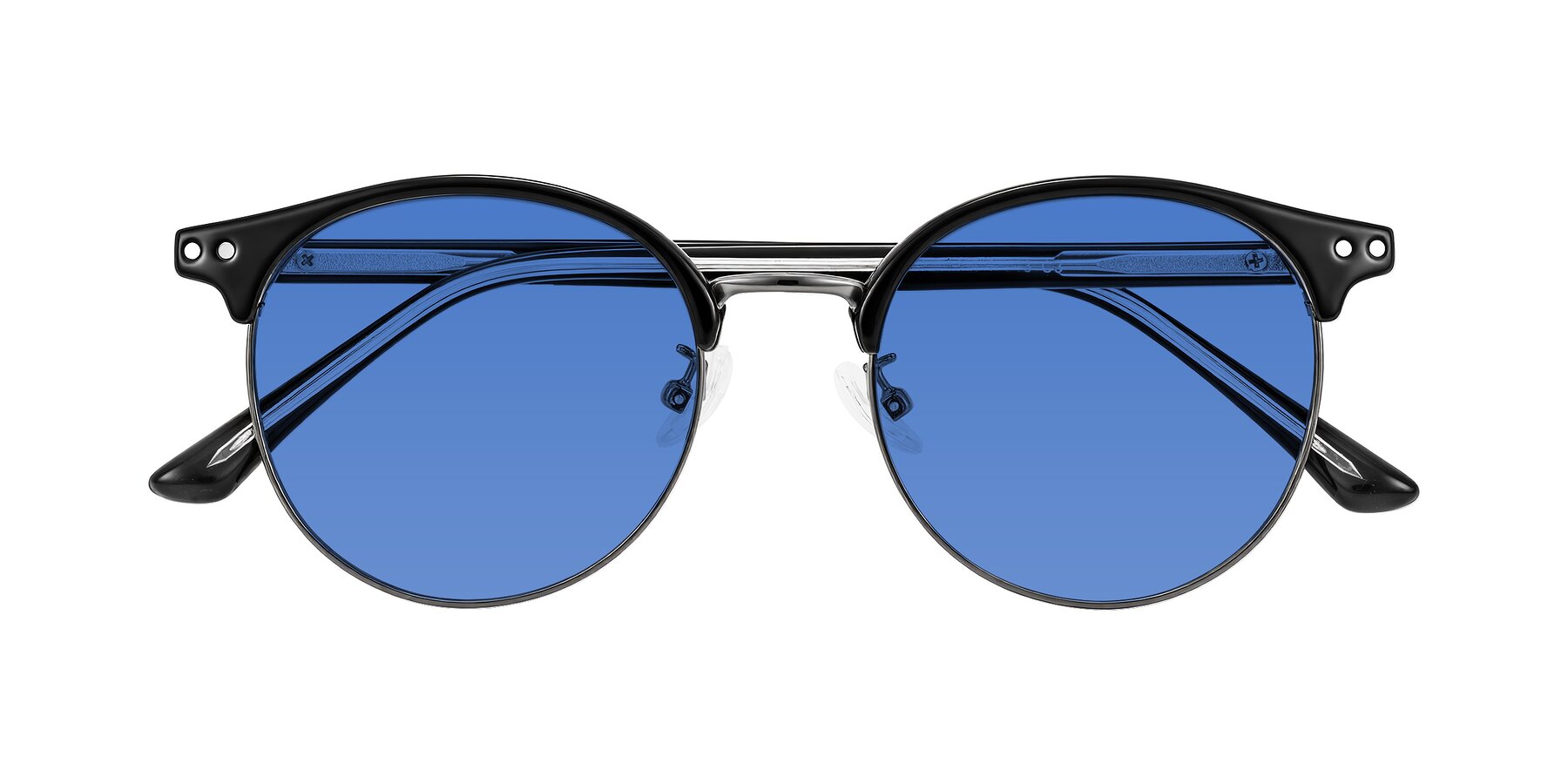 Folded Front of Karnes in Black/Gunmetal with Blue Tinted Lenses