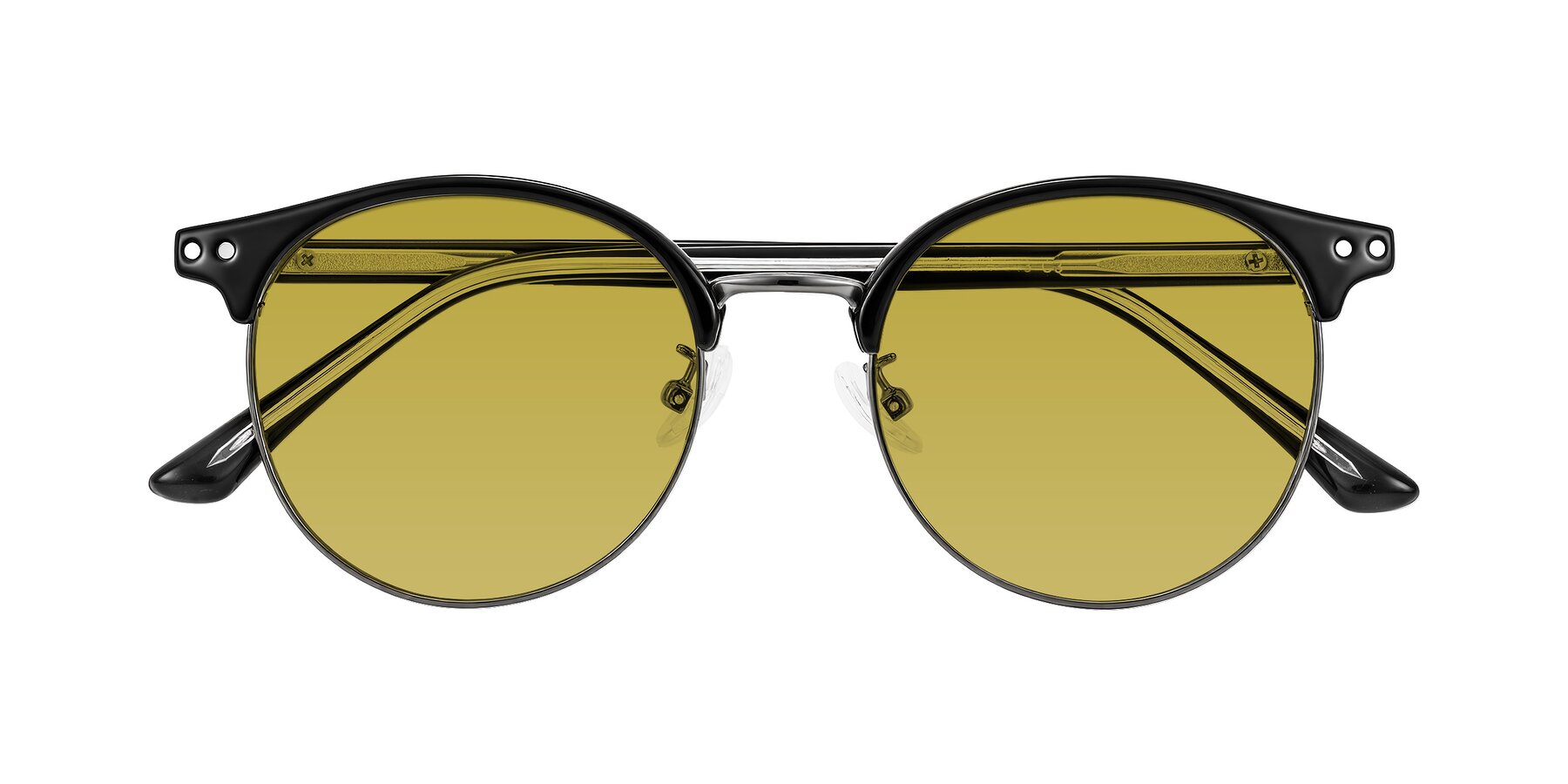 Folded Front of Karnes in Black/Gunmetal with Champagne Tinted Lenses