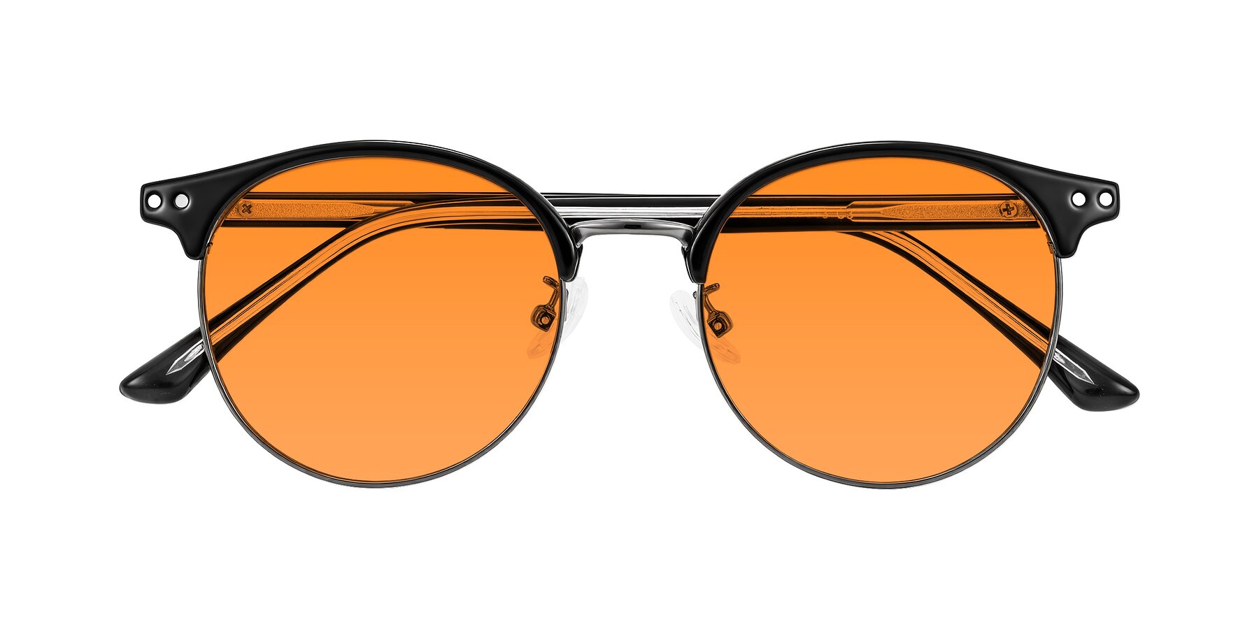 Folded Front of Karnes in Black/Gunmetal with Orange Tinted Lenses