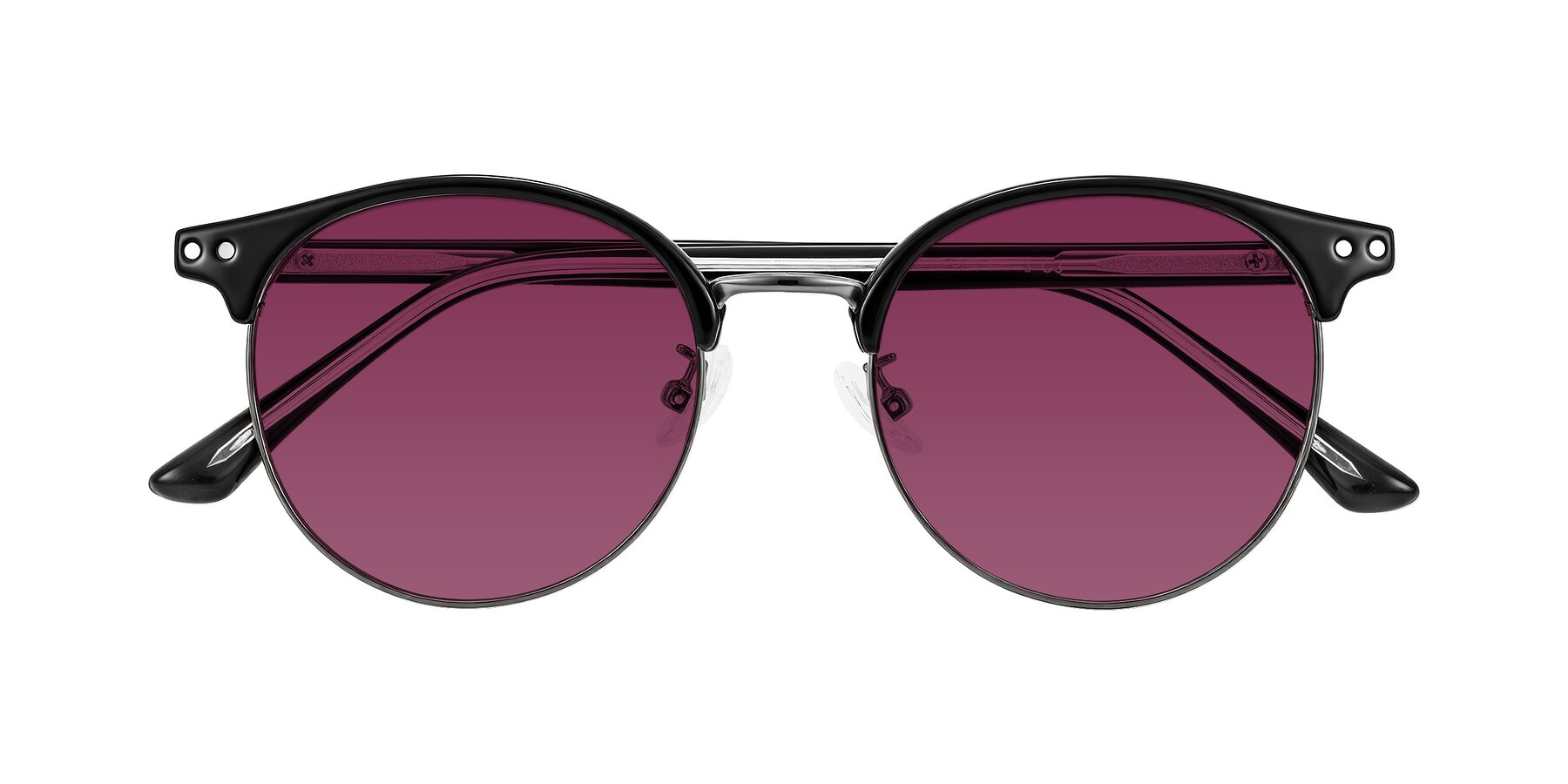 Folded Front of Karnes in Black/Gunmetal with Wine Tinted Lenses