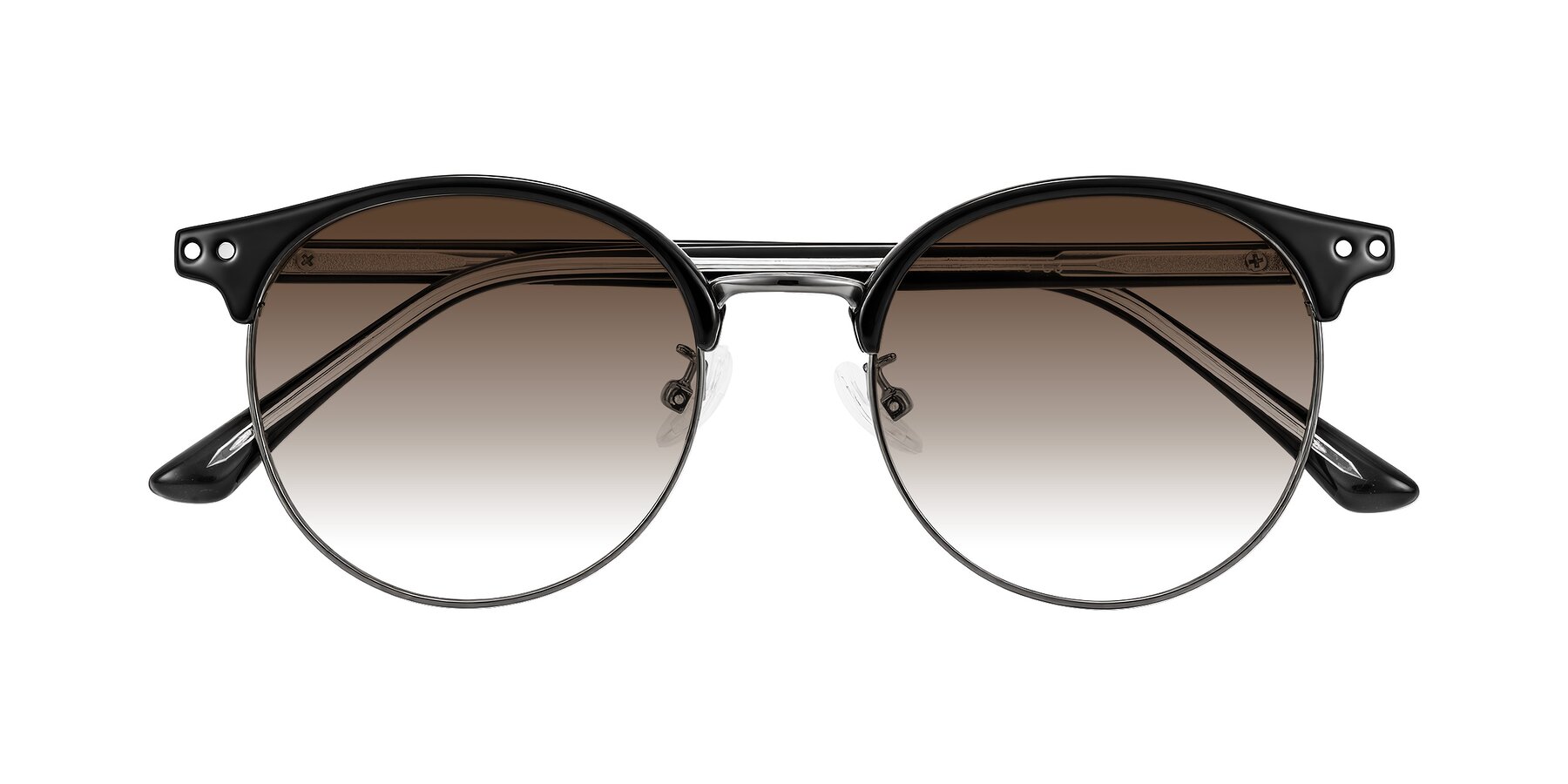 Folded Front of Karnes in Black/Gunmetal with Brown Gradient Lenses